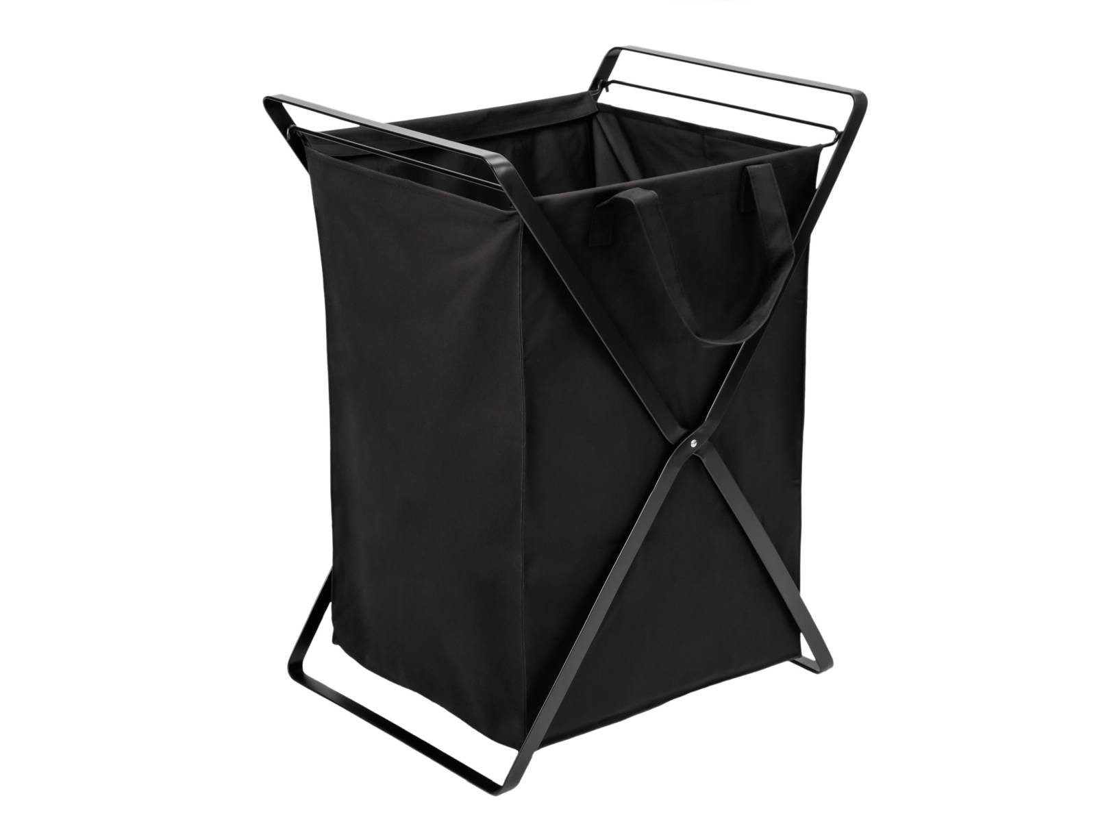 Yamazaki Wäschekorb YAMAZAKI Wäschesammler TOWER black, Metallgestell, klappbar, herausnehmbare Tasche