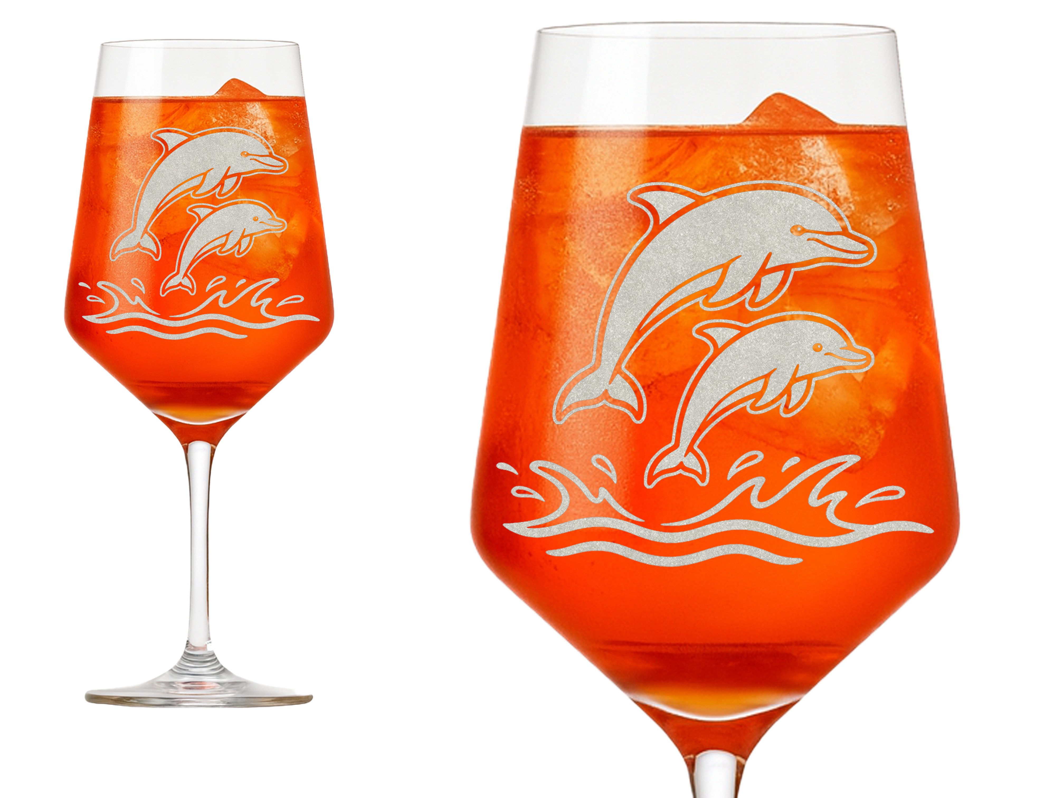 eXODA Weinglas Gravur Delfine 350ml spülmaschinenfest, 1-tlg., Glas, Atemberaubende Darstellung