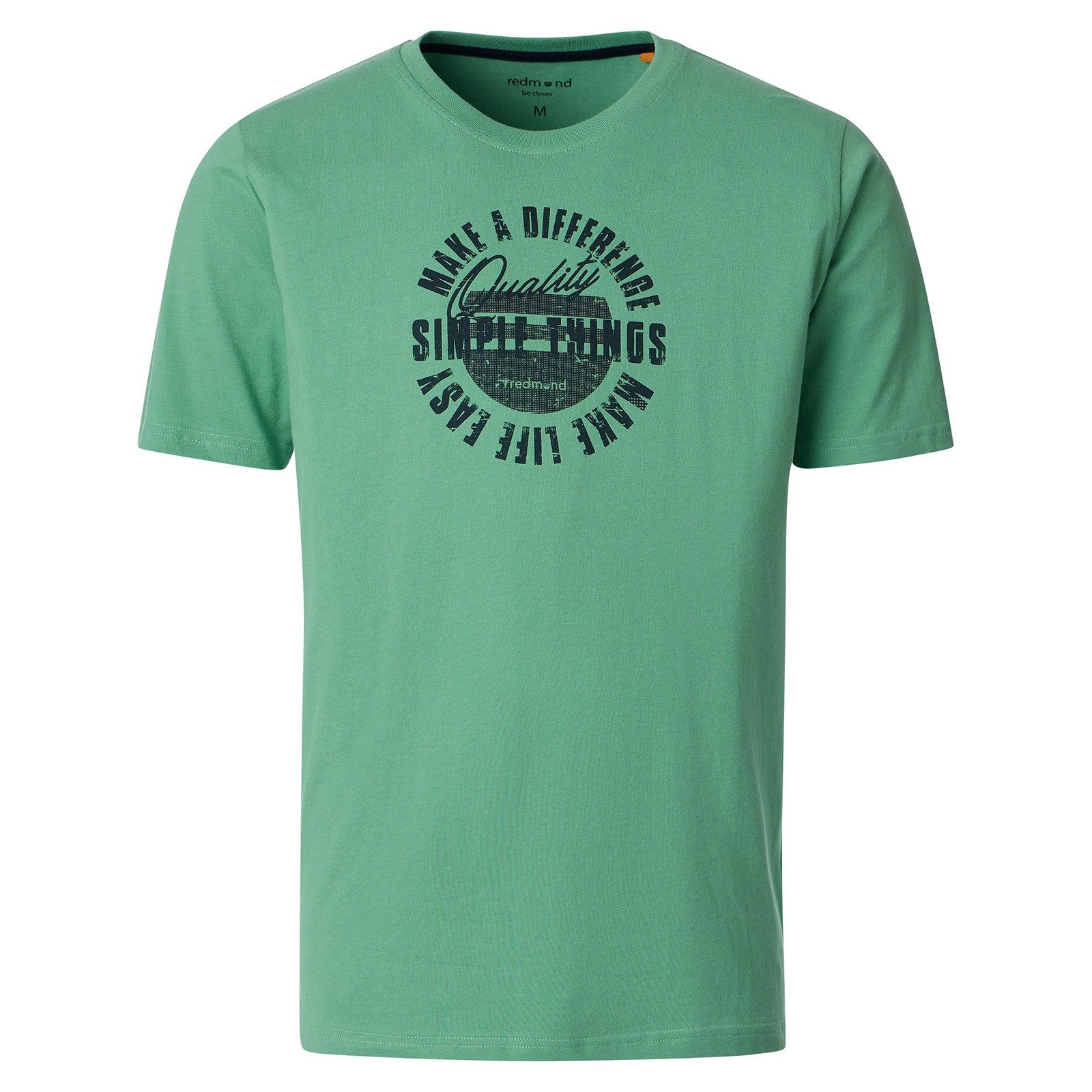 Redmond Rundhalsshirt Redmond Übergrößen T-Shirt modisch grün Frontprint