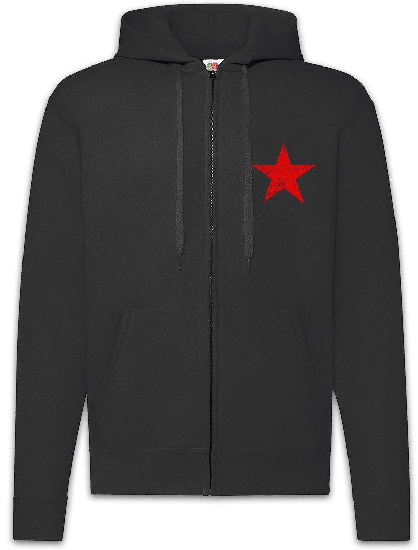 Sweatjacke Punk Star Zipper Hoodie Anarchy Rock Music Red Logo Symbol Stern