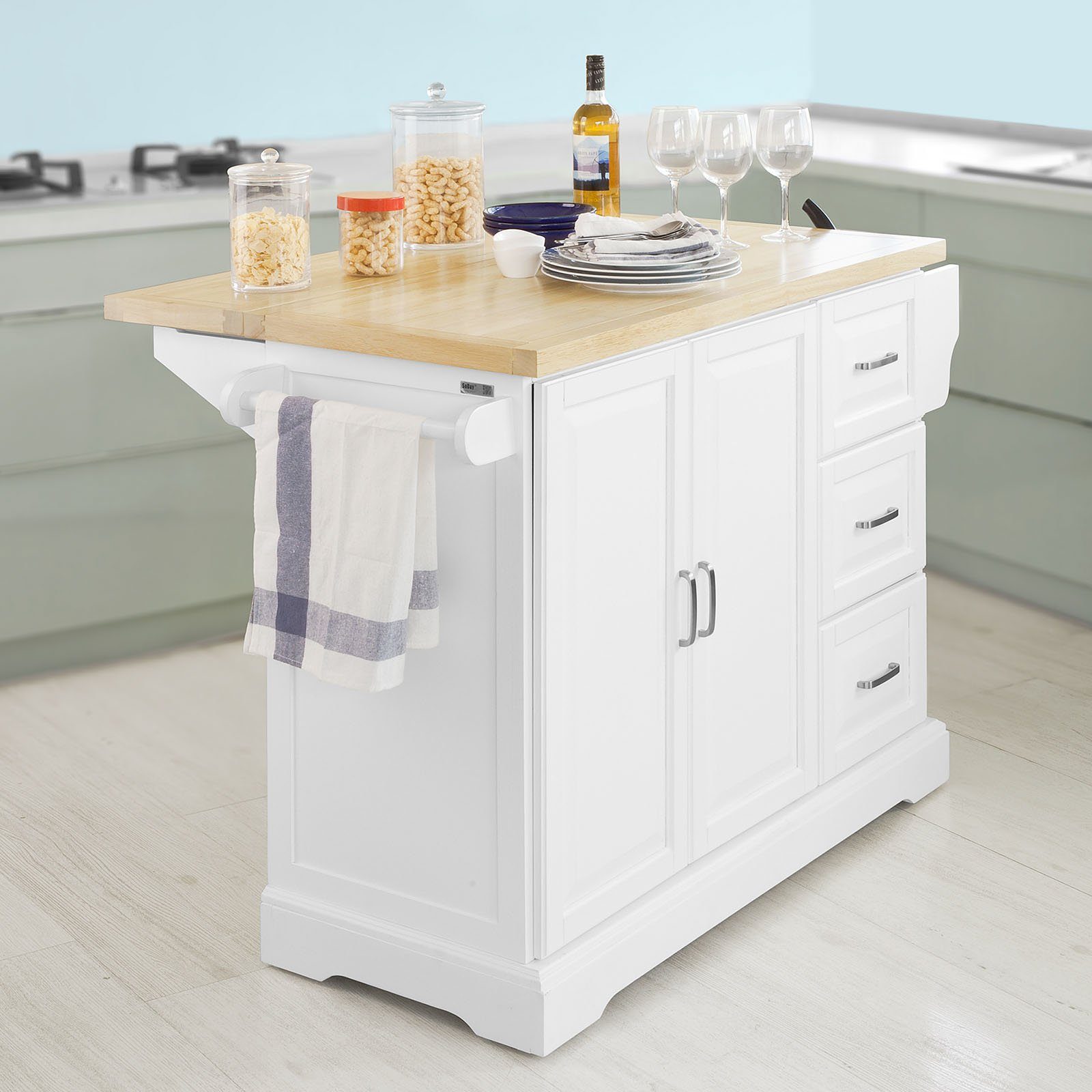 SoBuy Küchenwagen »FKW41«, Küchenschrank Sideboard Kücheninsel mit  erweiterbarer Arbeitsfläche online kaufen | OTTO
