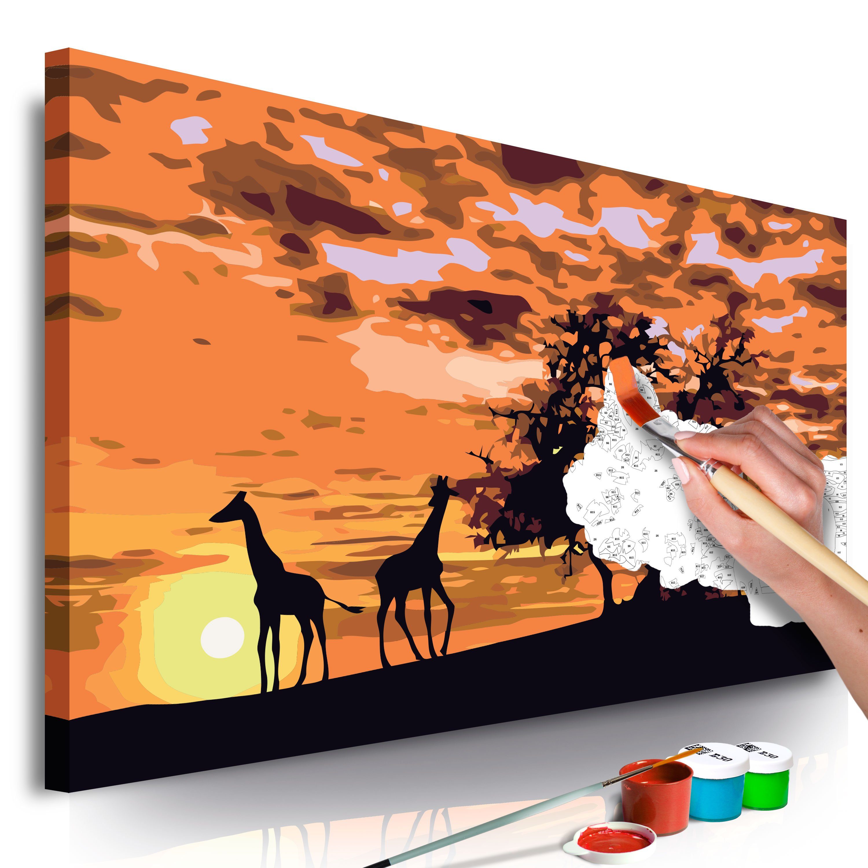 Malen nach Zahlen Savanne (Giraffen & Elefanten)