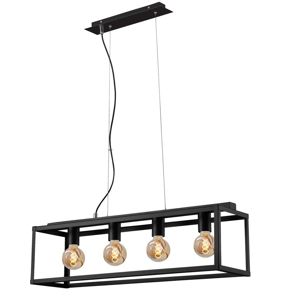 Briloner Leuchten LED Pendelleuchte 4020-045, ohne Leuchtmittel, 2700K - Extra-Warmweiß, 4-flammig, Pendellampe, retro/vintage, Metall/schwarz, E27