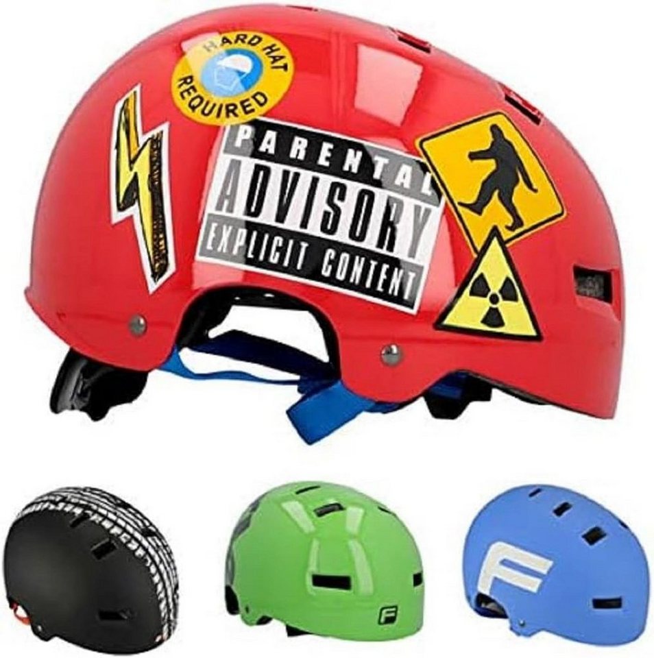 Fischer Fahrradhelm Kinder Mädchen Jungen BMX Plus Skater Helm Radhelm Rot,  S/M 54-58 cm,Straßenradsport