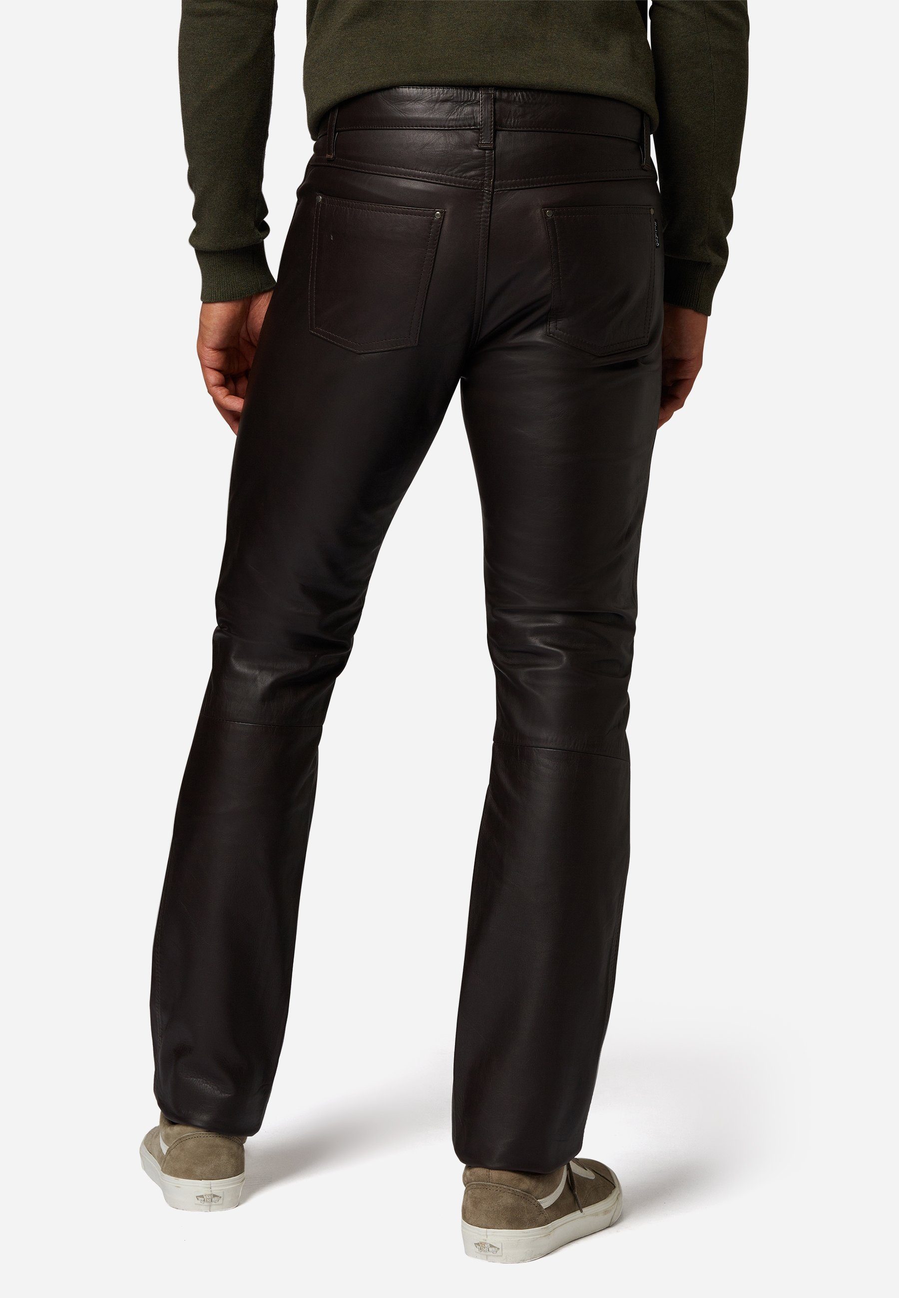 RICANO Lederhose No. 3 TR (Cow Waxy) Lederjeans aus hochwertigem Rind-Leder im 5-Pocket-Stil