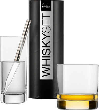 Eisch Whiskyglas GENTLEMAN, Made in Germany, Kristallglas, Pipette Spezialglas, in Handarbeit mit echtem Platin veredelt, 3tlg.