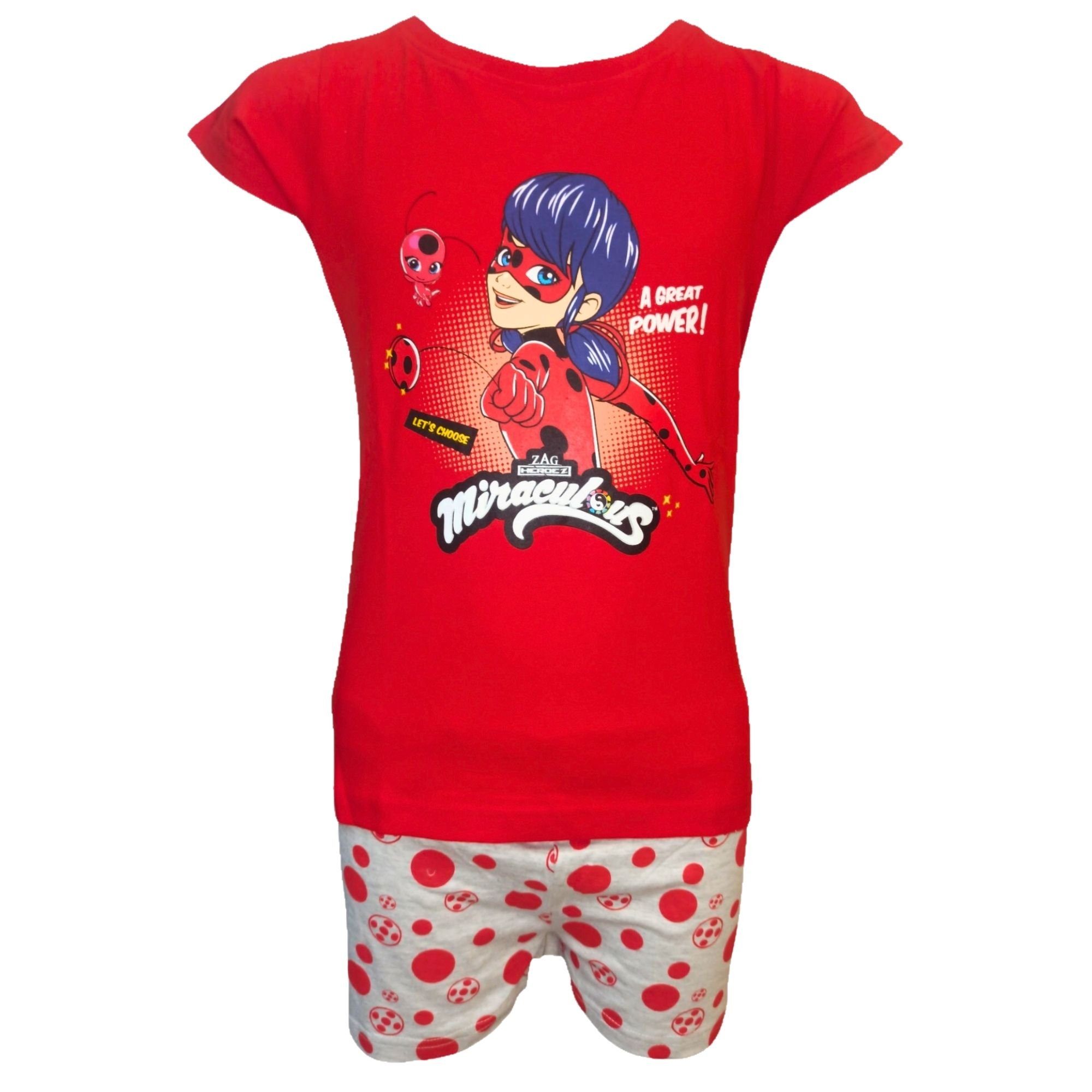 Miraculous - Ladybug Schlafanzug A GREAT POWER! (2 tlg) Pyjama Set kurz -  Mädchen Shorty Gr. 116-146 cm