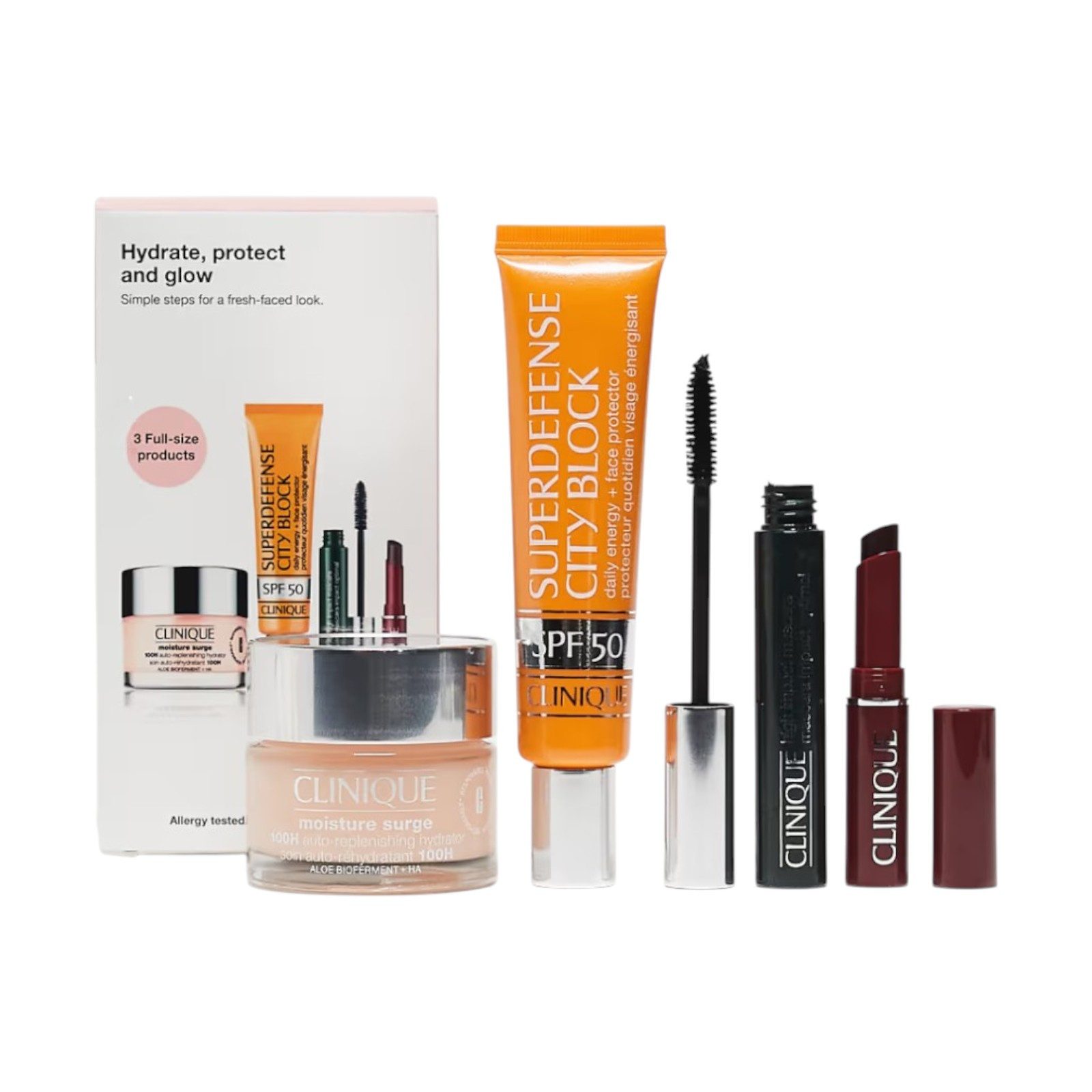 CLINIQUE Kosmetik-Set Hydrate, Protect and Glow, 4-tlg., Aus Hygiene-Gründen nach dem Öffnen von der Rücksendung ausgeschlossen, Beauty-Set