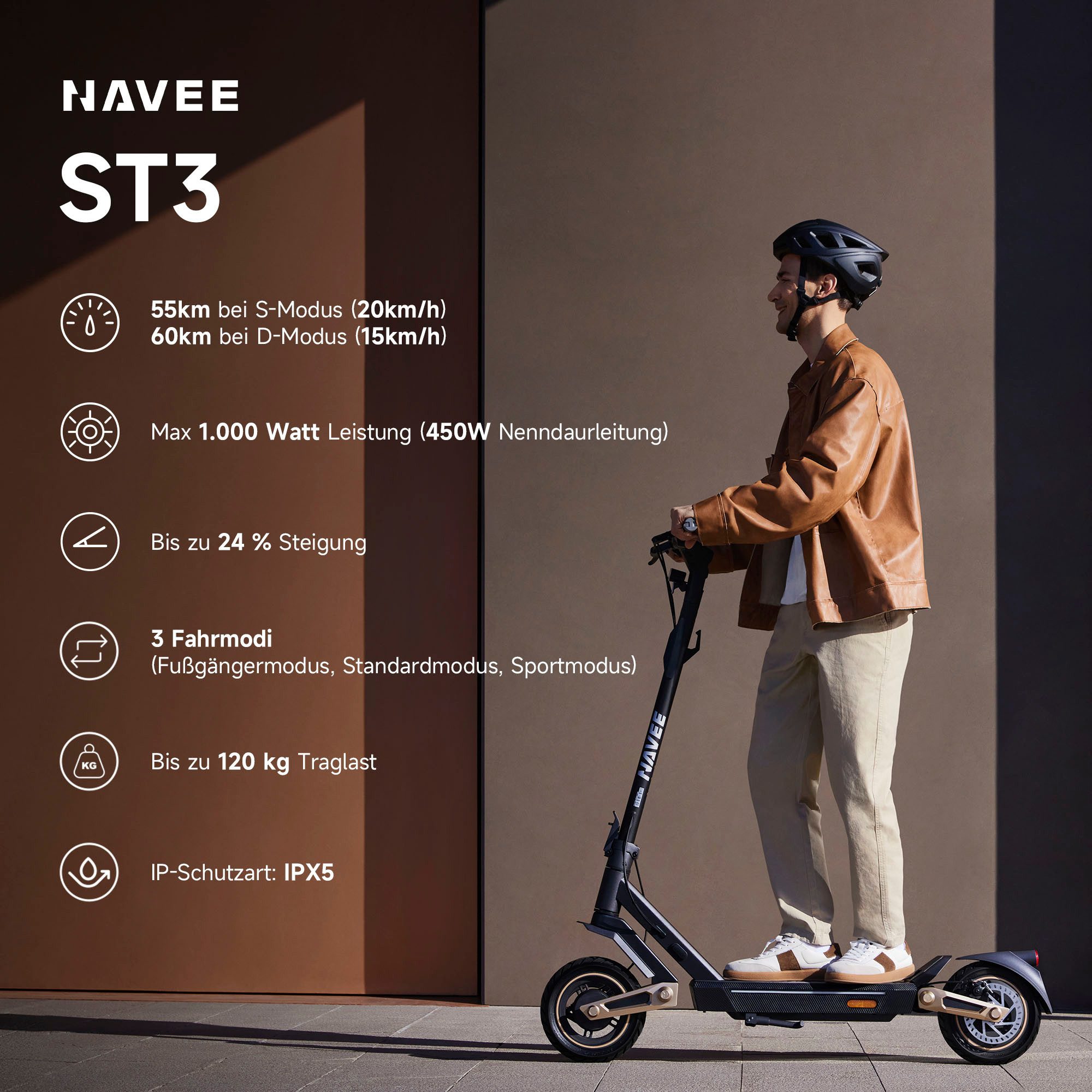 NAVEE E-Scooter ST3 Electric Scooter (DE Version), 450 W, 20 km/h, (Packung)