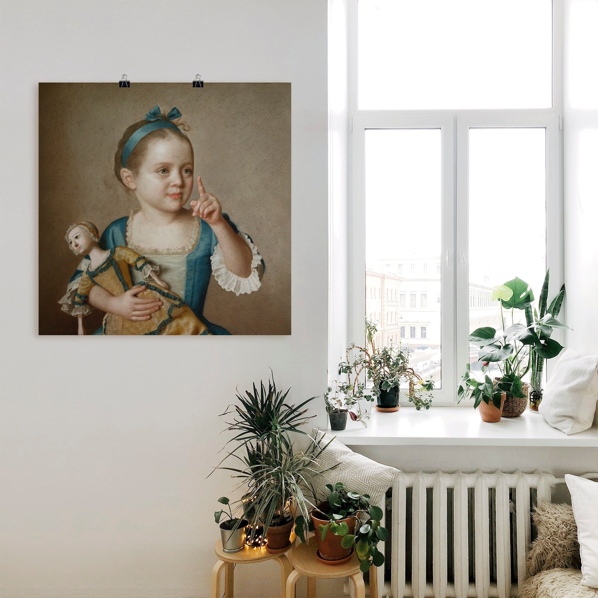 Artland Poster Mädchen mit Puppe., Kind (1 St), ohne Rahmen