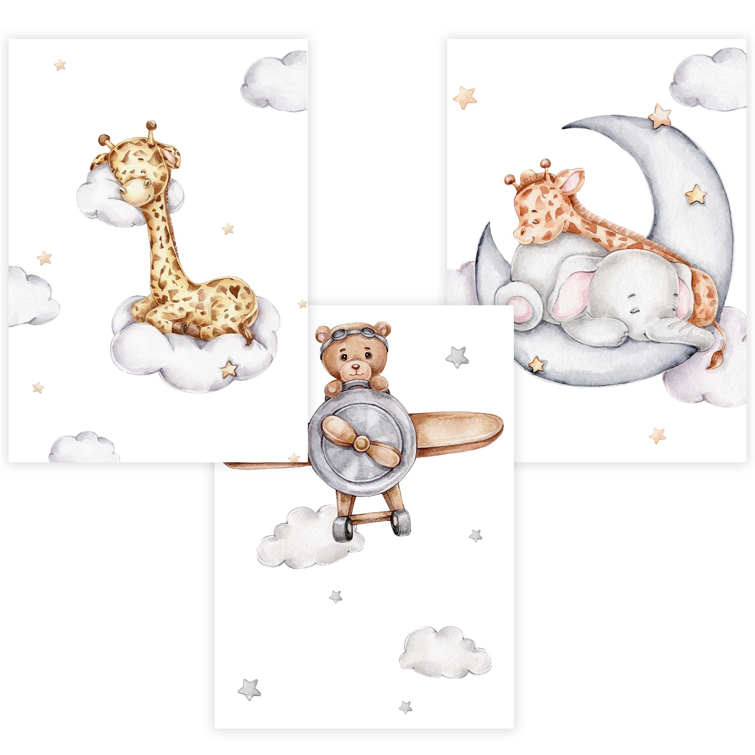 Poster Kinderzimmer Poster 3er Set Premium P772 / Kuscheliger Schlaf