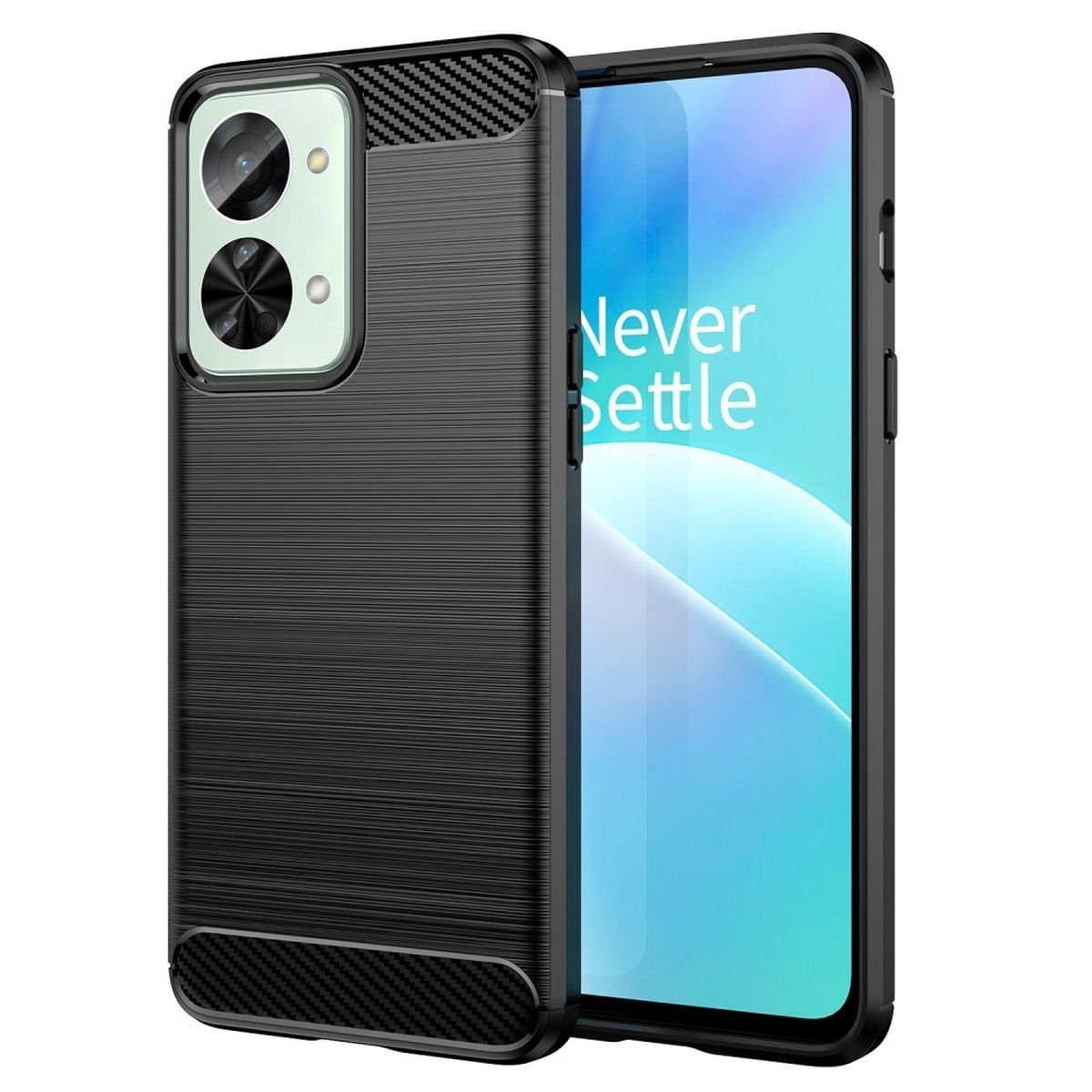 CoverKingz Handyhülle Hülle für OnePlus Nord 2T 5G Handyhülle Silikon Case Cover Bumper 16,25 cm (6,4 Zoll), Handyhülle Bumper Silikoncover Softcase Carbonfarben