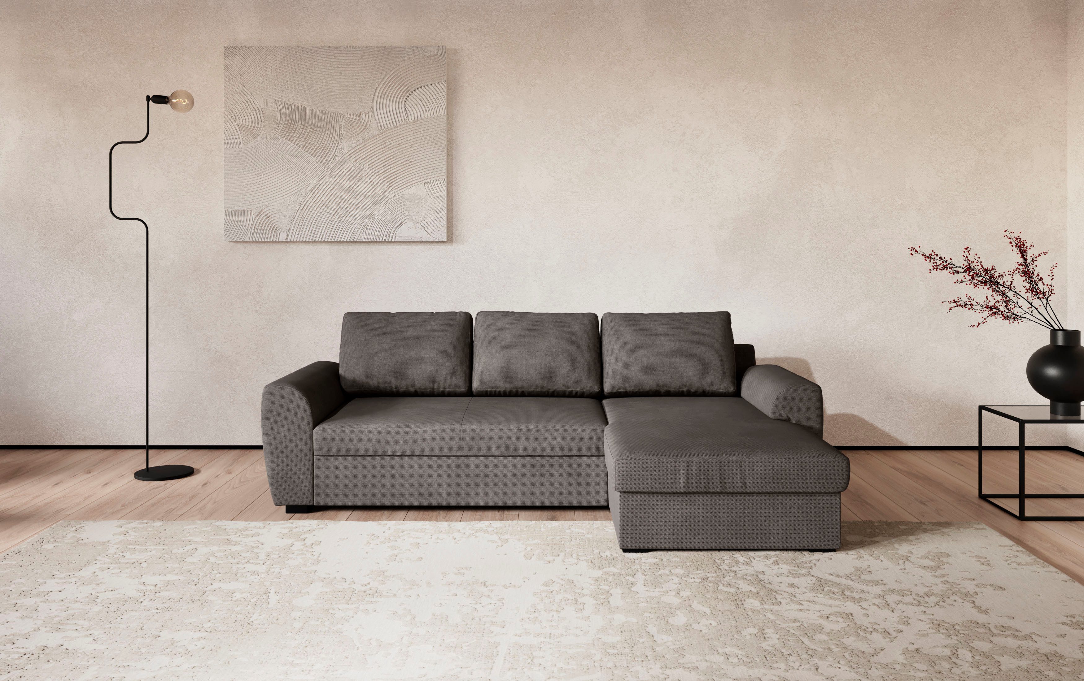 COTTA Ecksofa Drift L-Form, optional auch mit Schlaffunktion, Wellenunterfederung