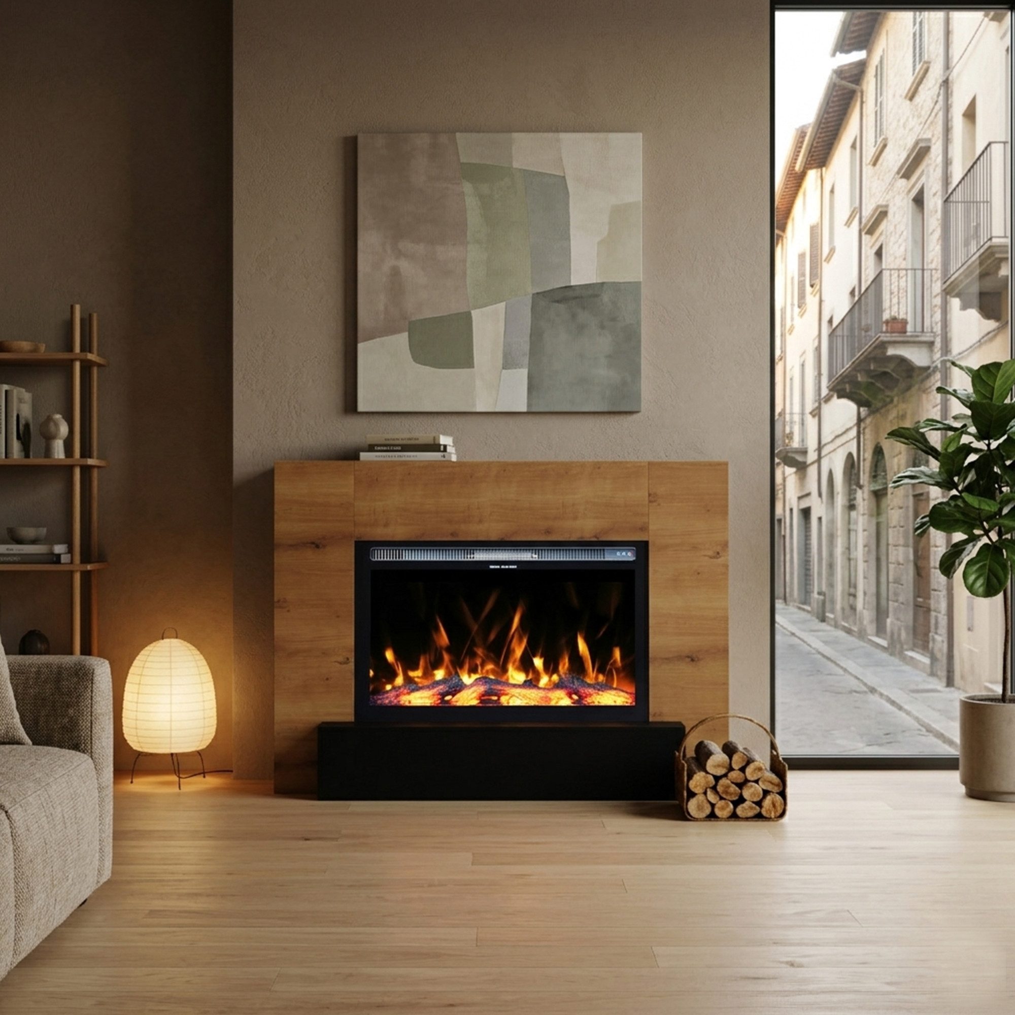 GARLIVO Elektrokamin Garlivo MILANO Elektrokamin, täuschend echte Flamme mit Heizung und Knistereffekt