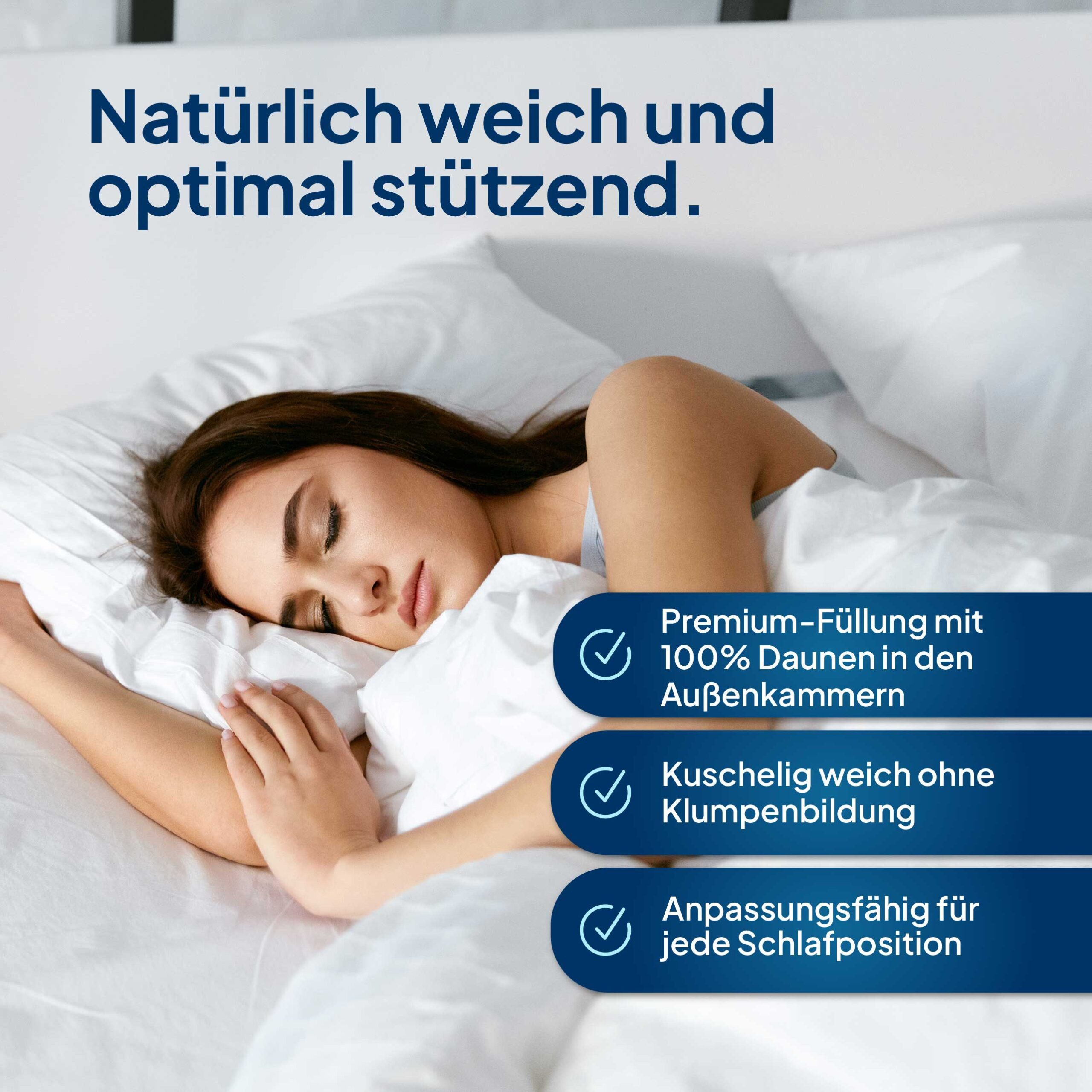 DormiGood Daunenkissen Premium 3-Kammern Daunenkissen, Extra weiches Kopfki günstig online kaufen