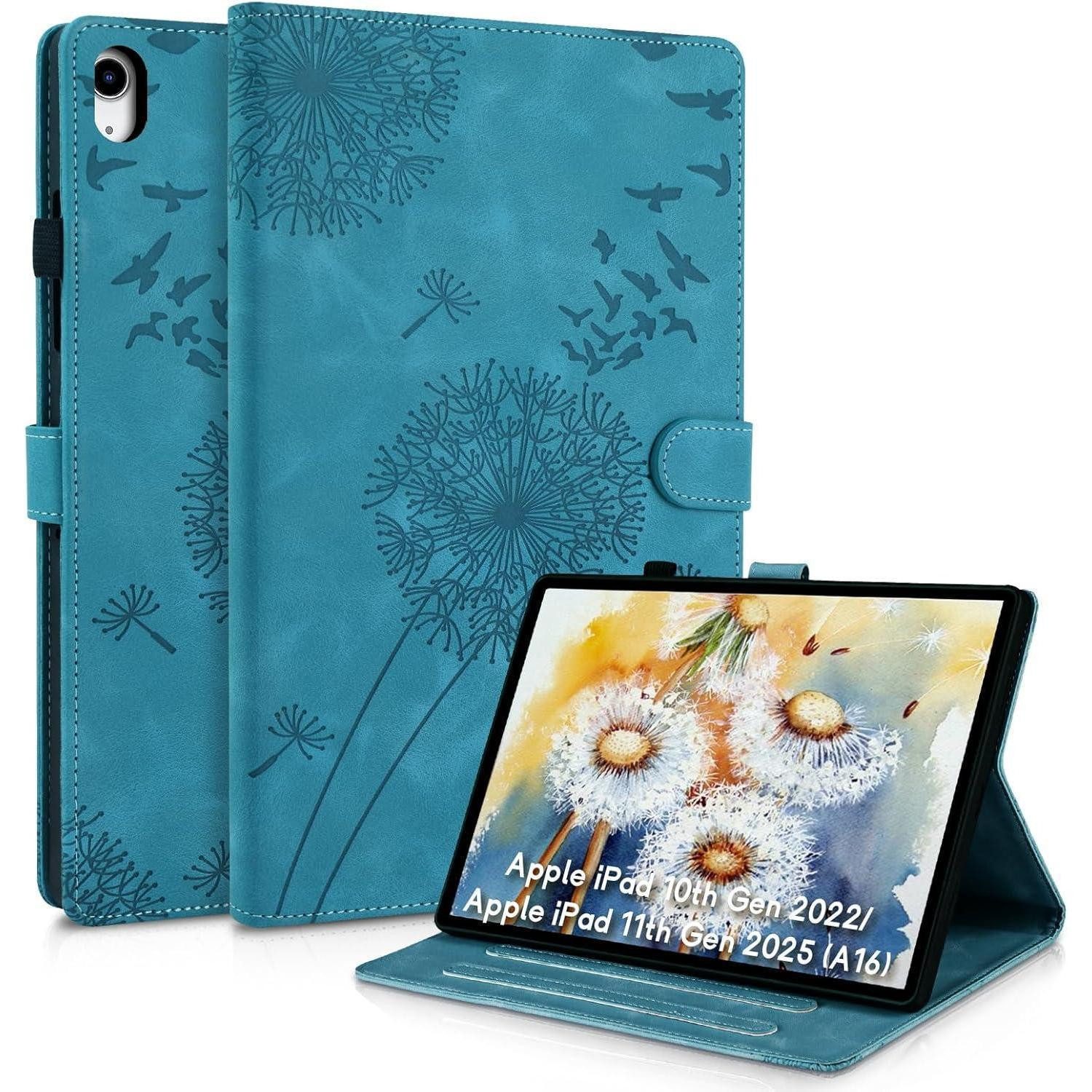 LuxusKollektion Tablet-Mappe Generation iPad 10 Schutzhülle 2022 Löwenzahn Brieftasche Magnetisch