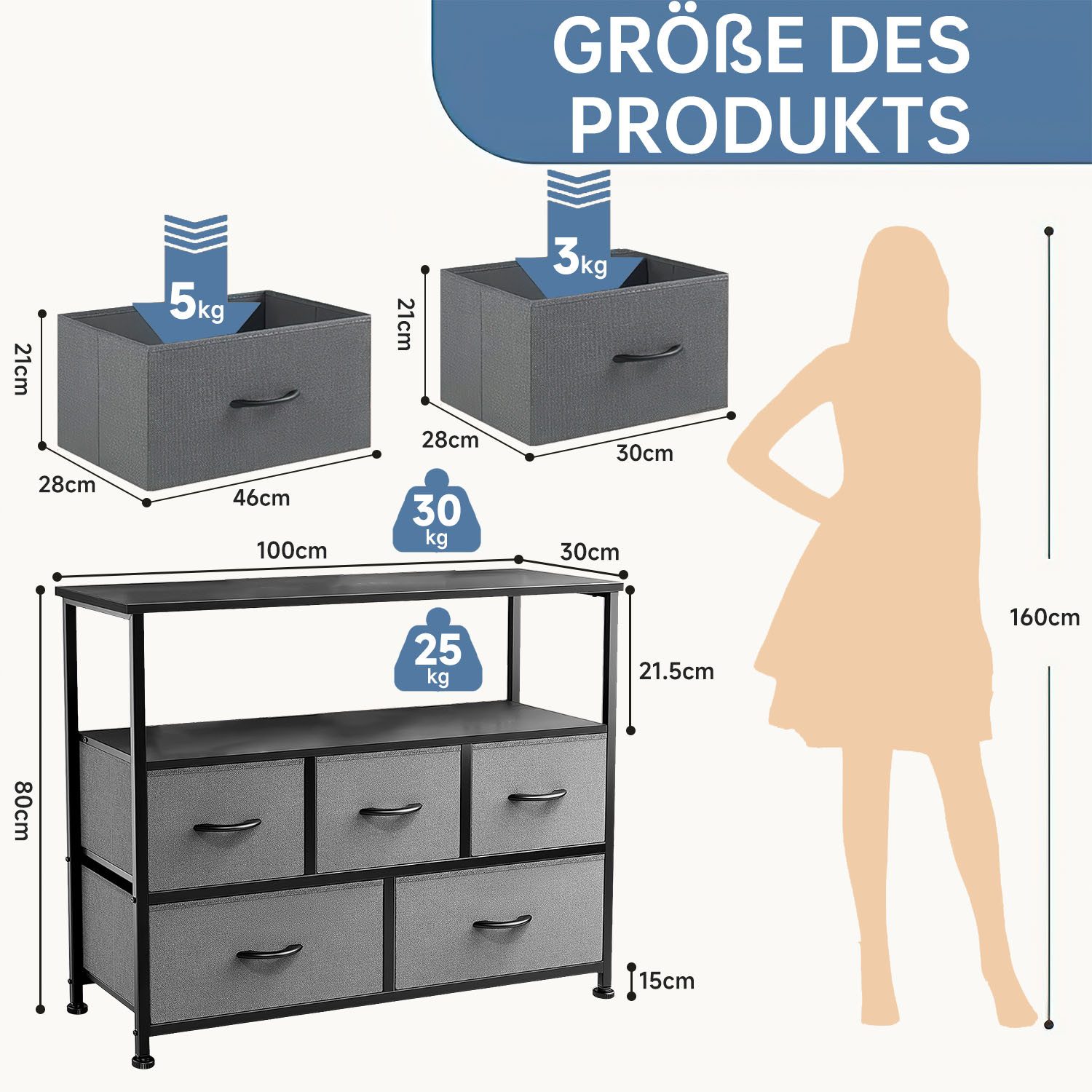 Refined Living TV-Schrank Stoffkommode mit 5 günstig online kaufen