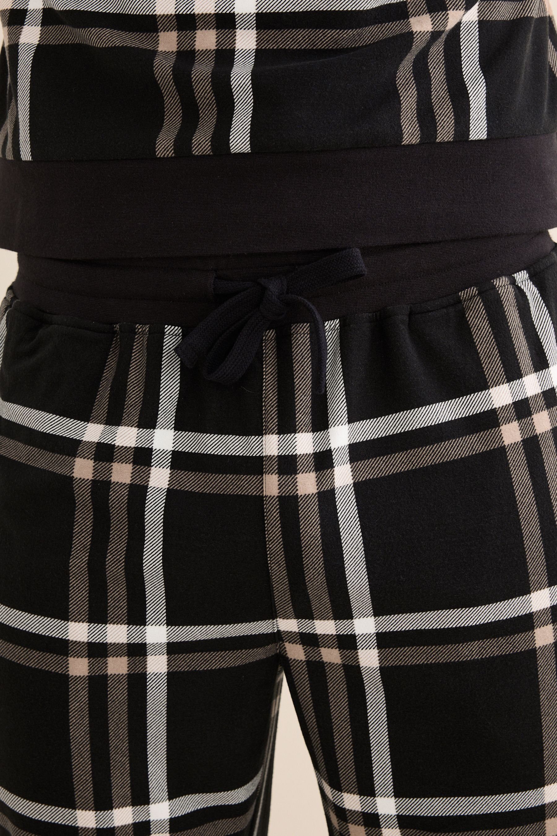 Check Motionflex Pyjama Black Schlafanzug Bündchen Next (2 mit tlg) Bequemer