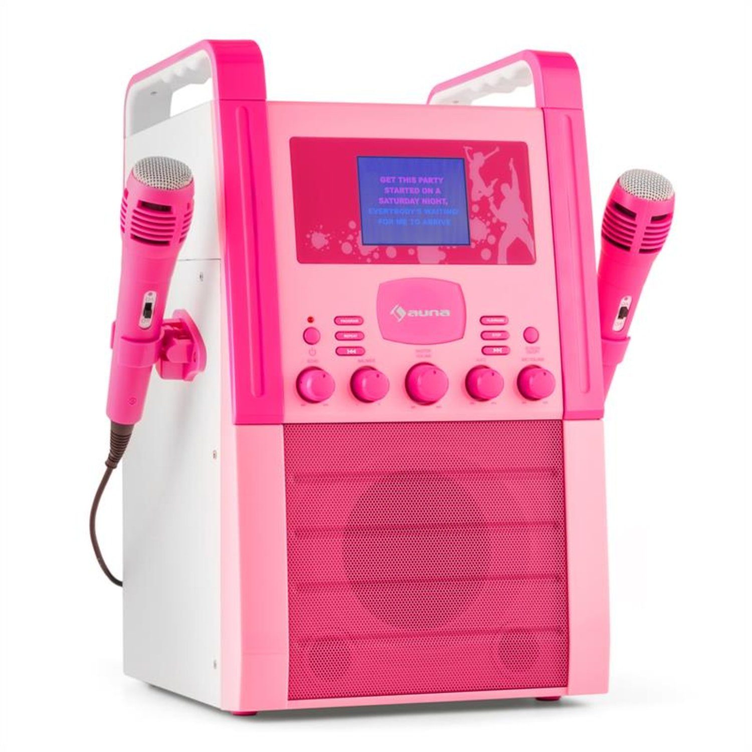 Auna KA8PV2 PK Karaokeanlage CDPlayer AUX 2 x Mikrofon pink PartyLautsprecher online kaufen