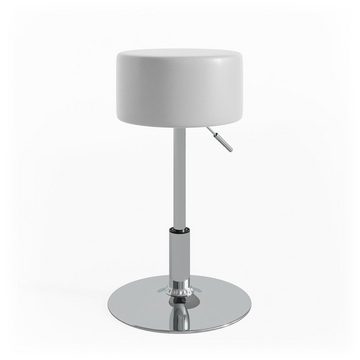 Vicco Sitzhocker Schminkhocker Höhenverstellbar Weiß mit Griff (Einzelartikel), 360° drehbare Sitzfläche