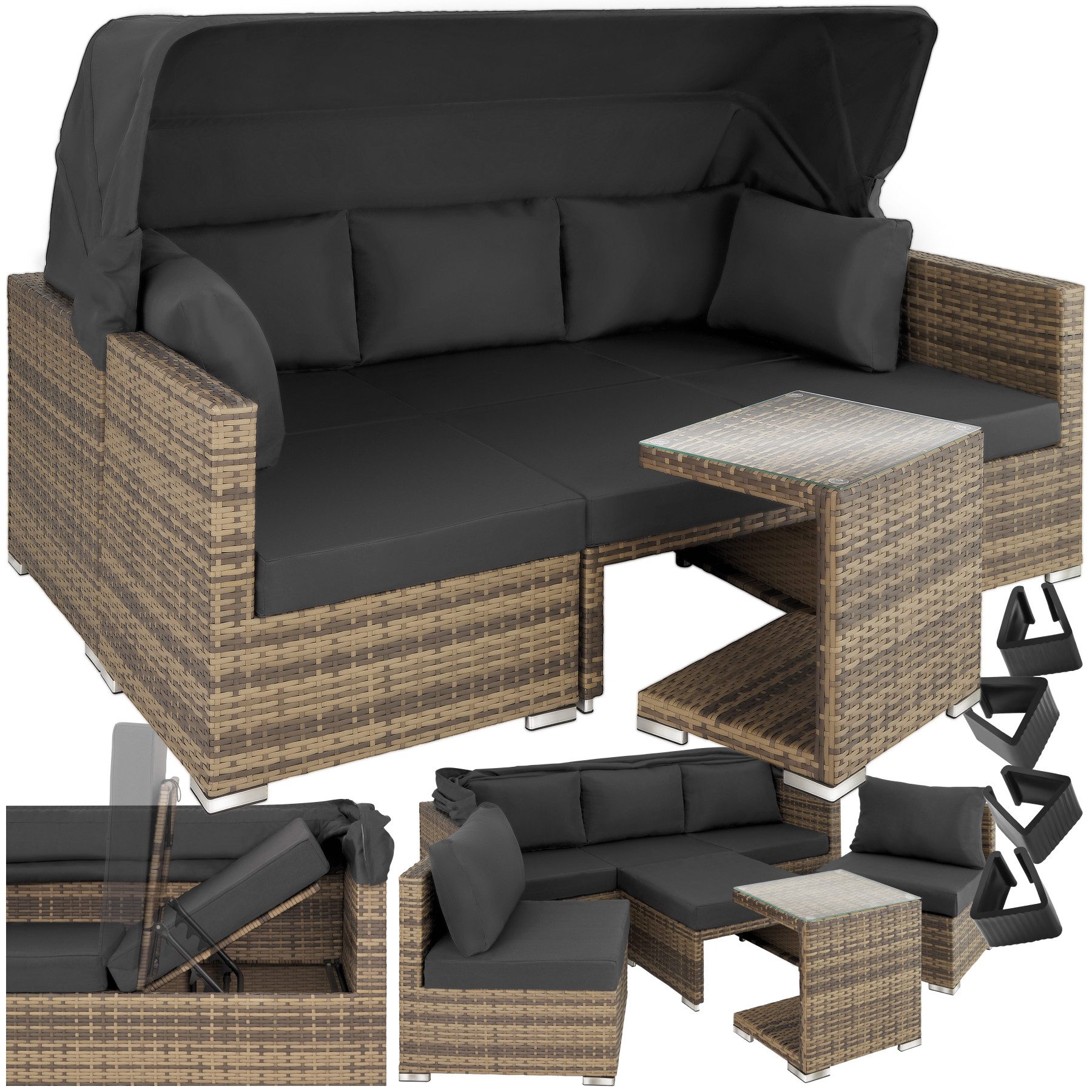 tectake Loungeset Rattan Lounge, (Set., 7-tlg), günstig online kaufen