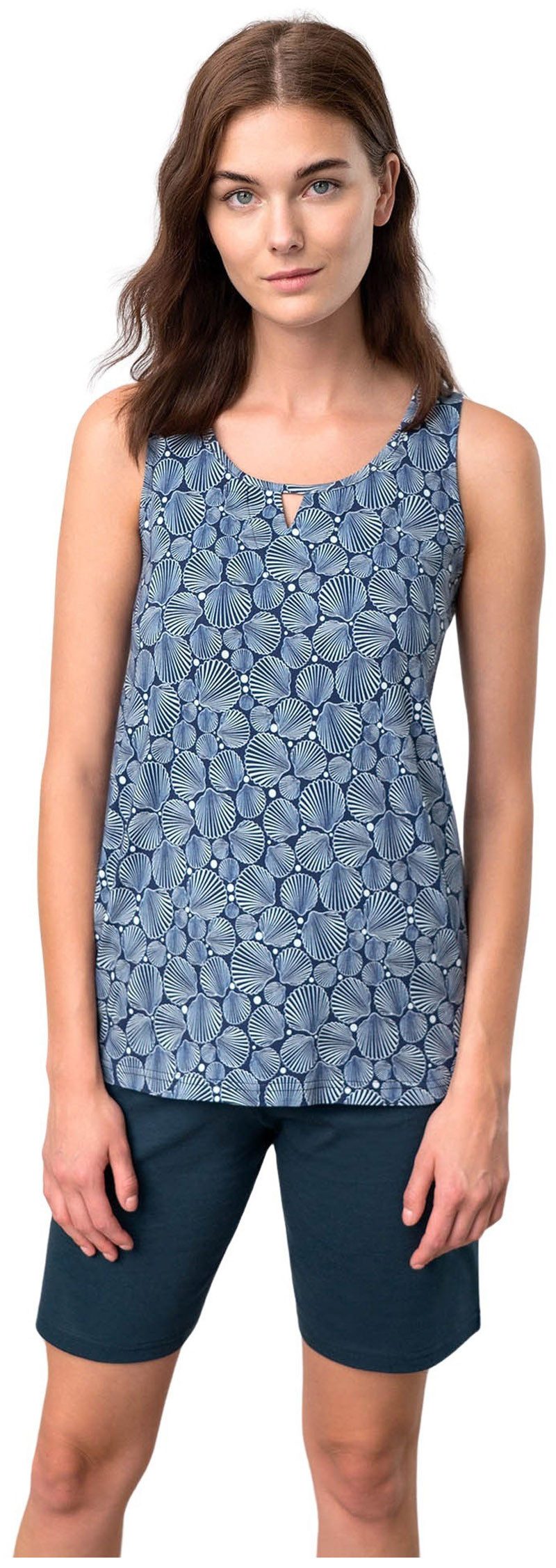 Vamp Schlafanzug (Set, 2 tlg., Set) Damen Schlafanzug 2-teilig Pyjama Shorty ärmellos Baumwolle