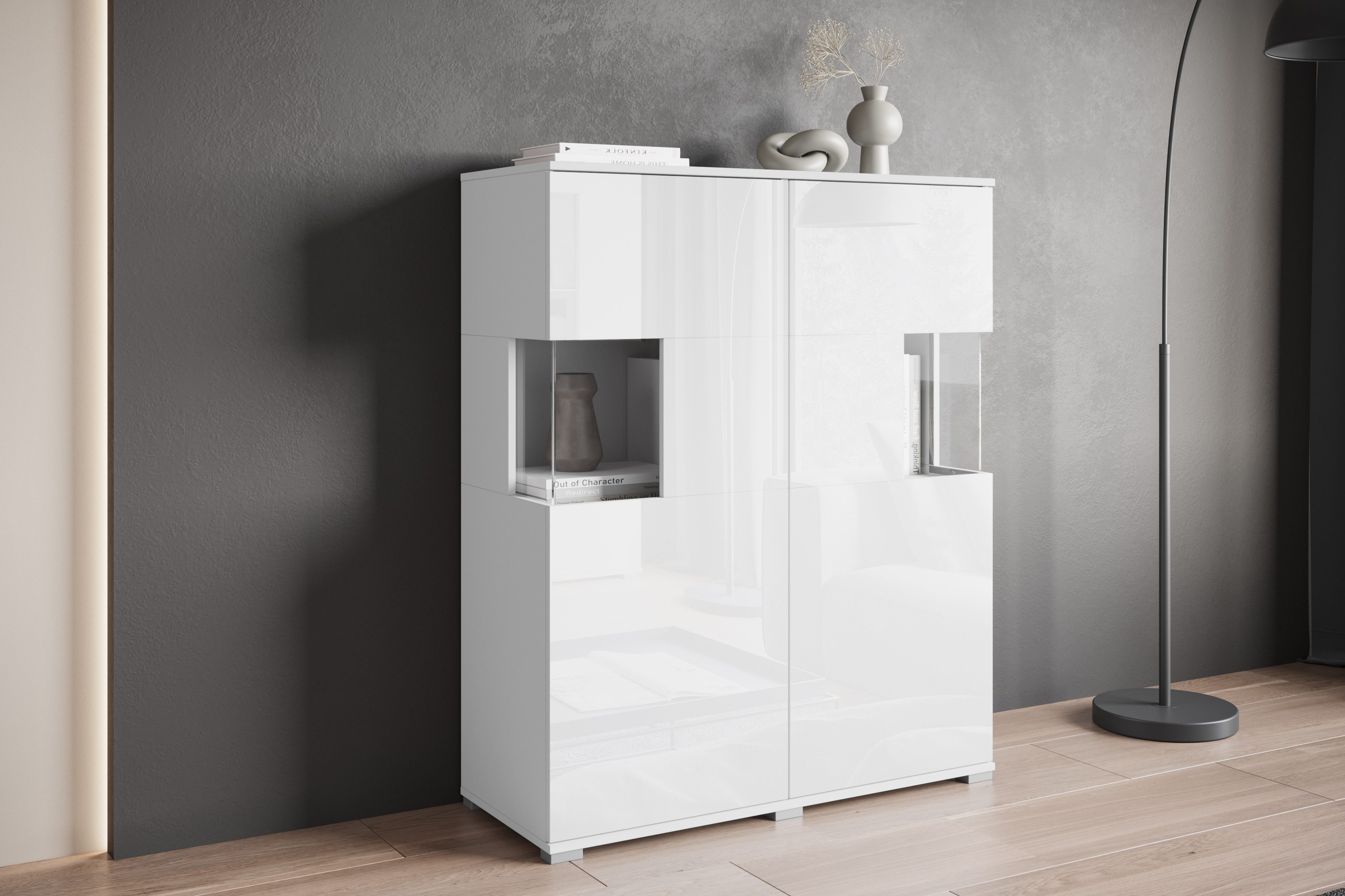 INOSIGN Highboard Kenia (1 St), Modernes Highboard mit Glastüren, Breite 100 cm