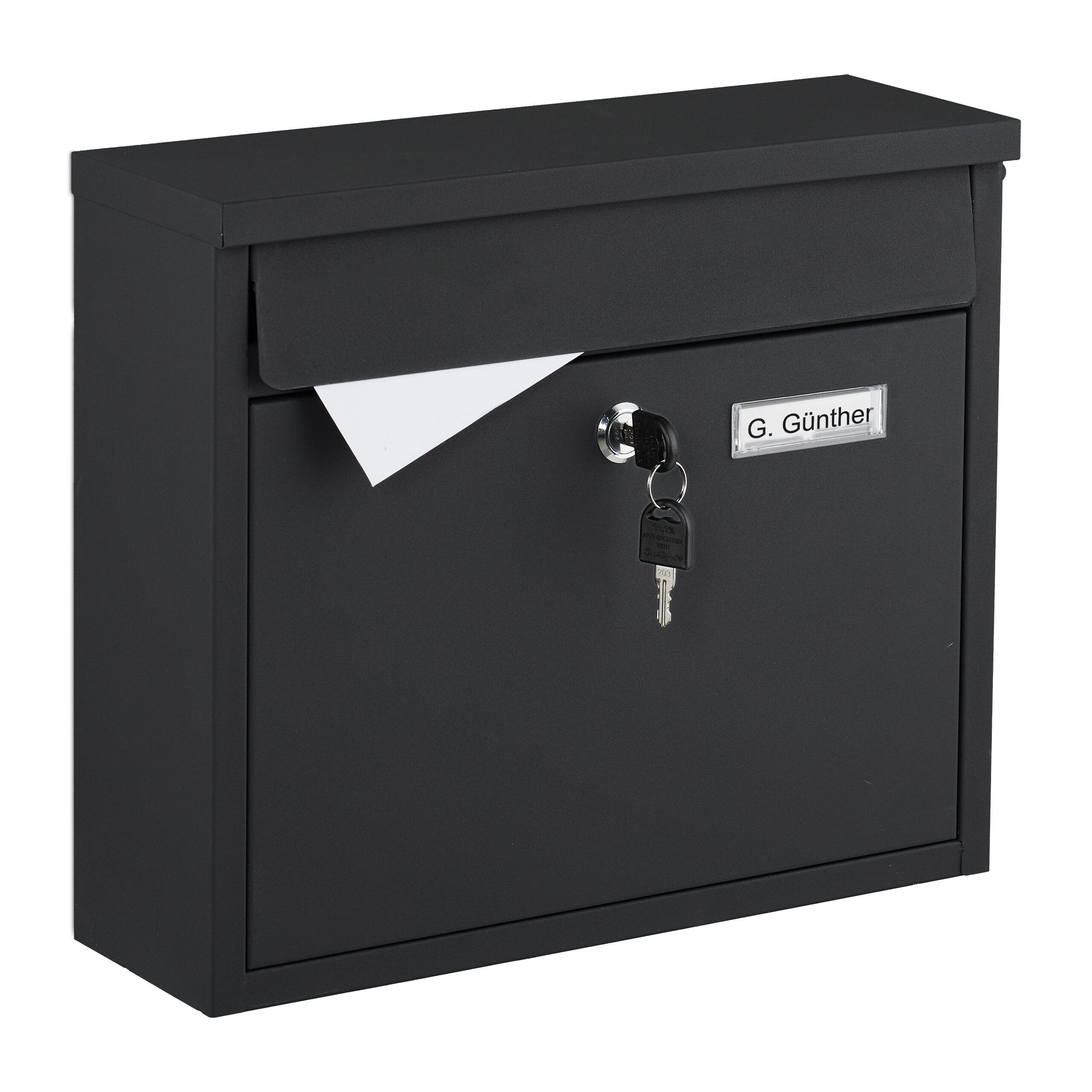 relaxdays Wandbriefkasten Briefkasten kompakt, schwarz günstig online kaufen