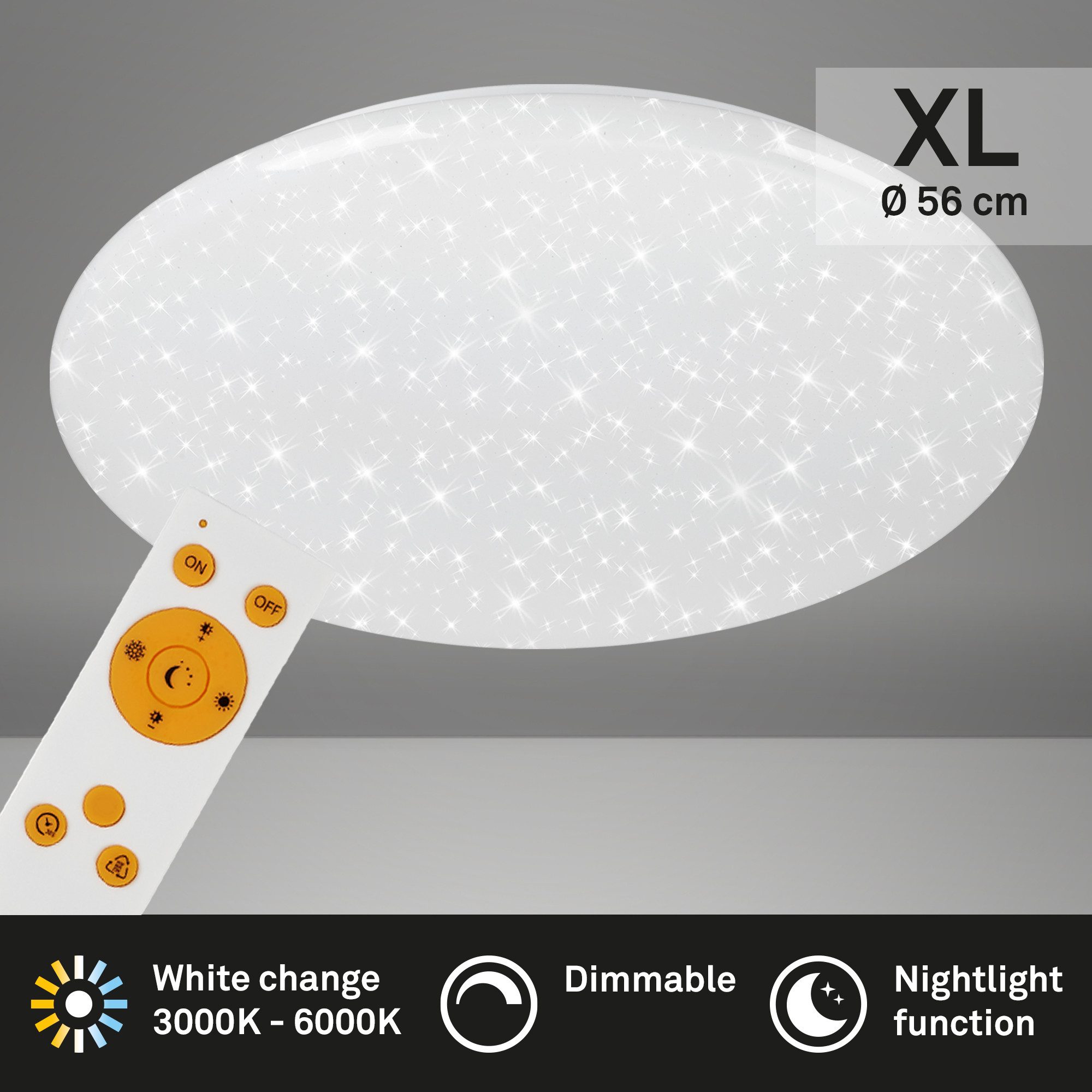 Briloner Leuchten Deckenleuchte LED Deckenlampe Extra-Warmweiß Wohnzimmer Schlafzimmer Küche, LED fest integriert, 2700K - Extra - Warmweiß, Deckenlampe, 38x6,5cm, Weiß, 23W, Wohnzimmer, Schlafzimmer, Küche