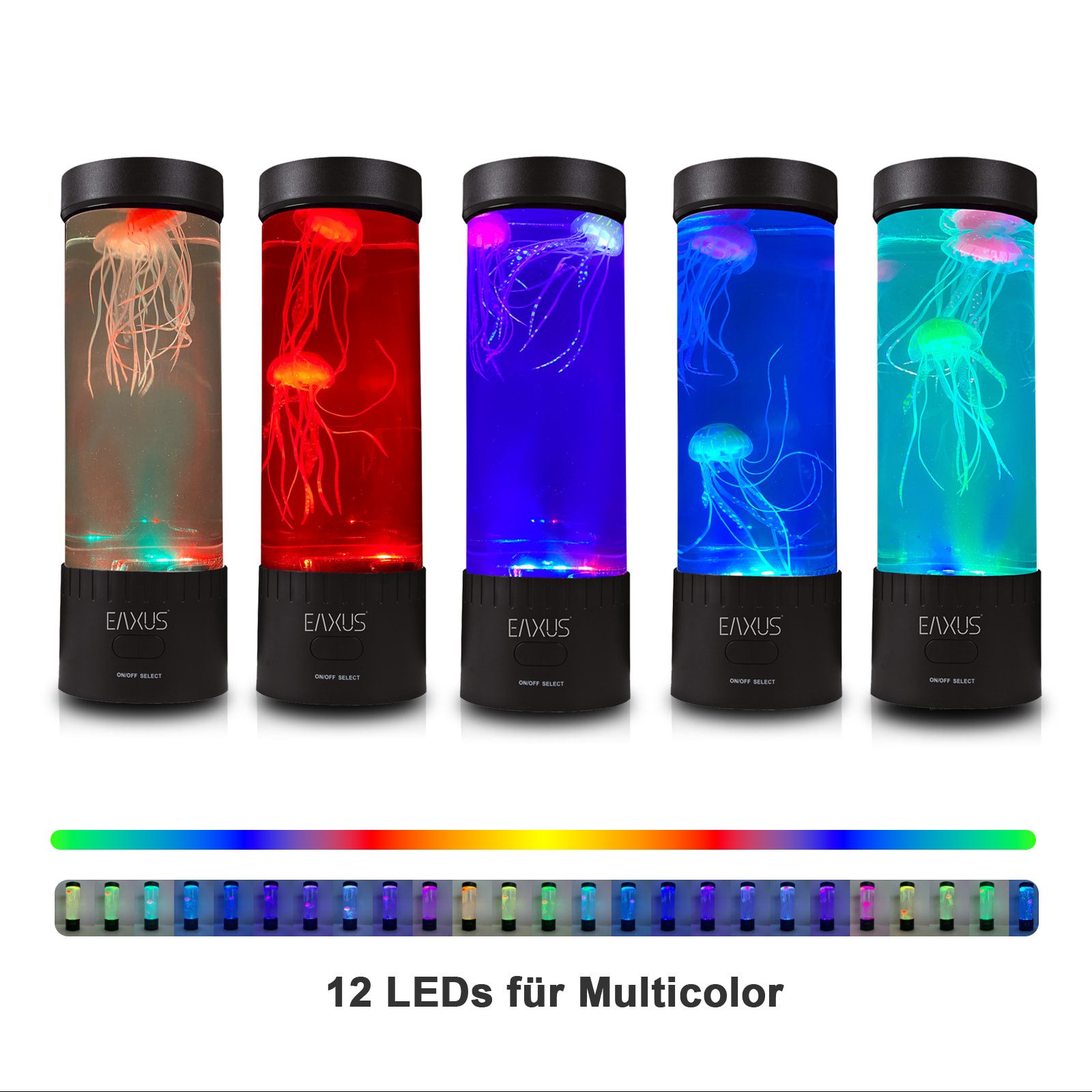 EAXUS LED Nachtlicht Quallen Aquarium, LED fest integriert, Bunt, Nacht- und Dekoleuchte mit Stimmungsfarben – Bild 4 von 5