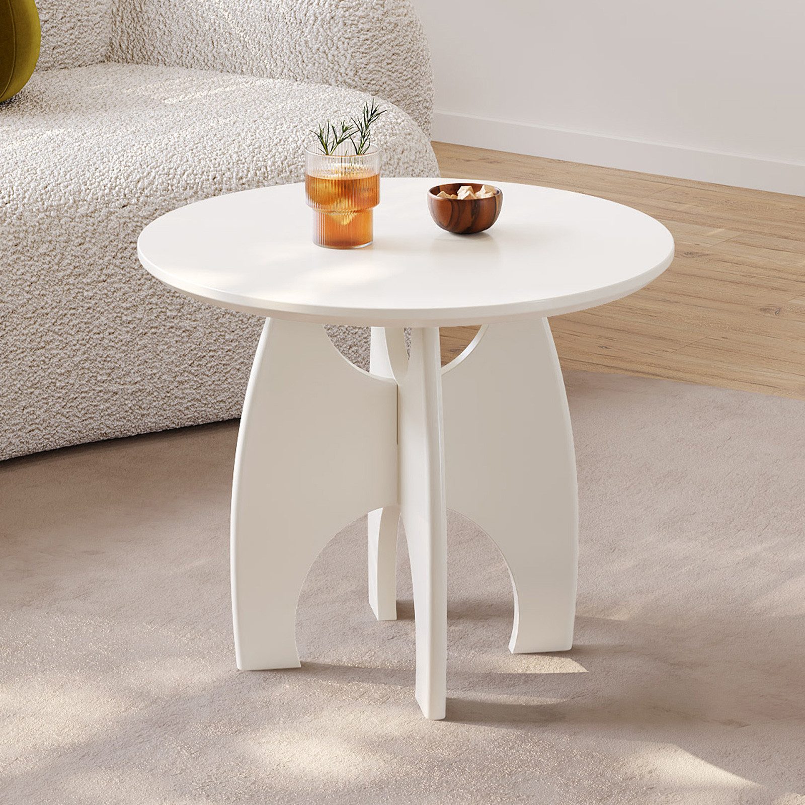 Guyii Beistelltisch Eleganter Cremeweiß – Sofa, Kaffee- & Deko-Tisch (1-St)