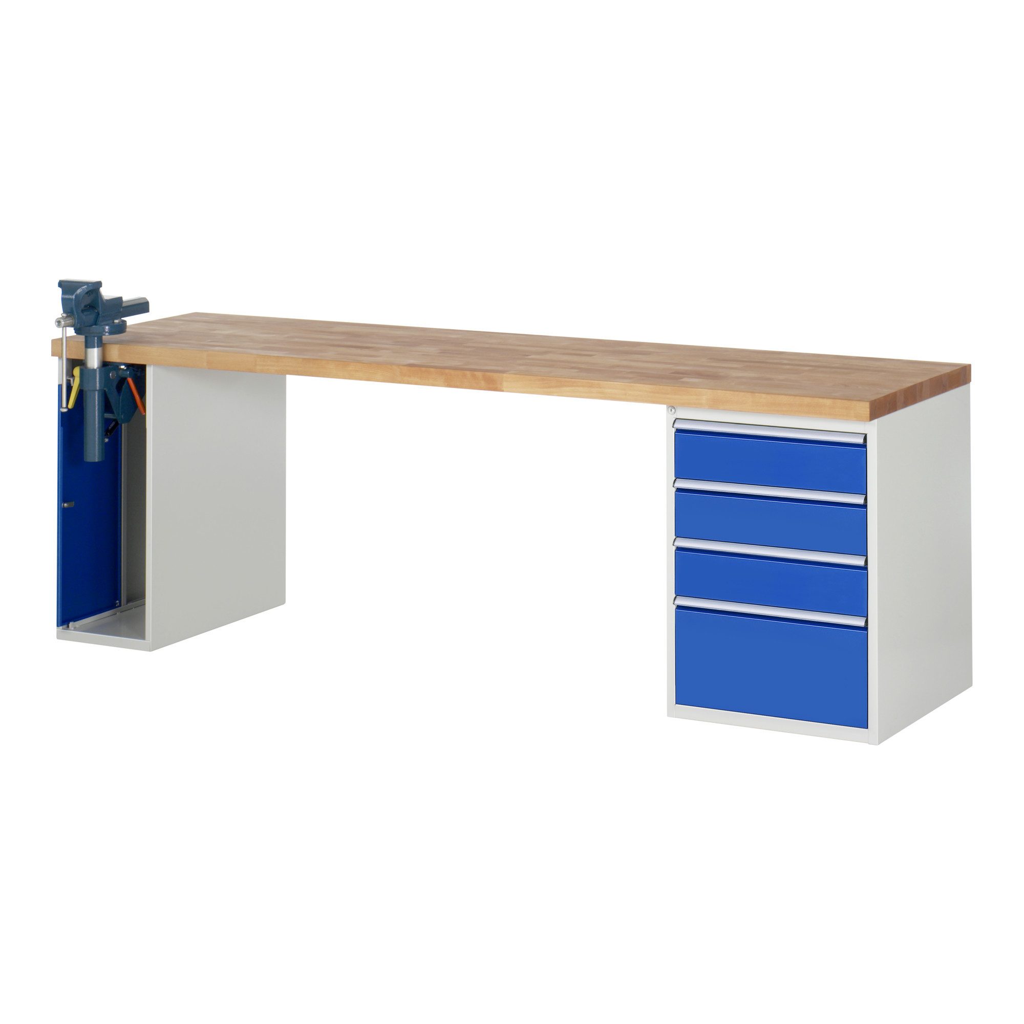 RAU Werkbank Rau Werkbank Modell 7510 mit 4 Schubladen und Schrank BxTxH 2500x700x8