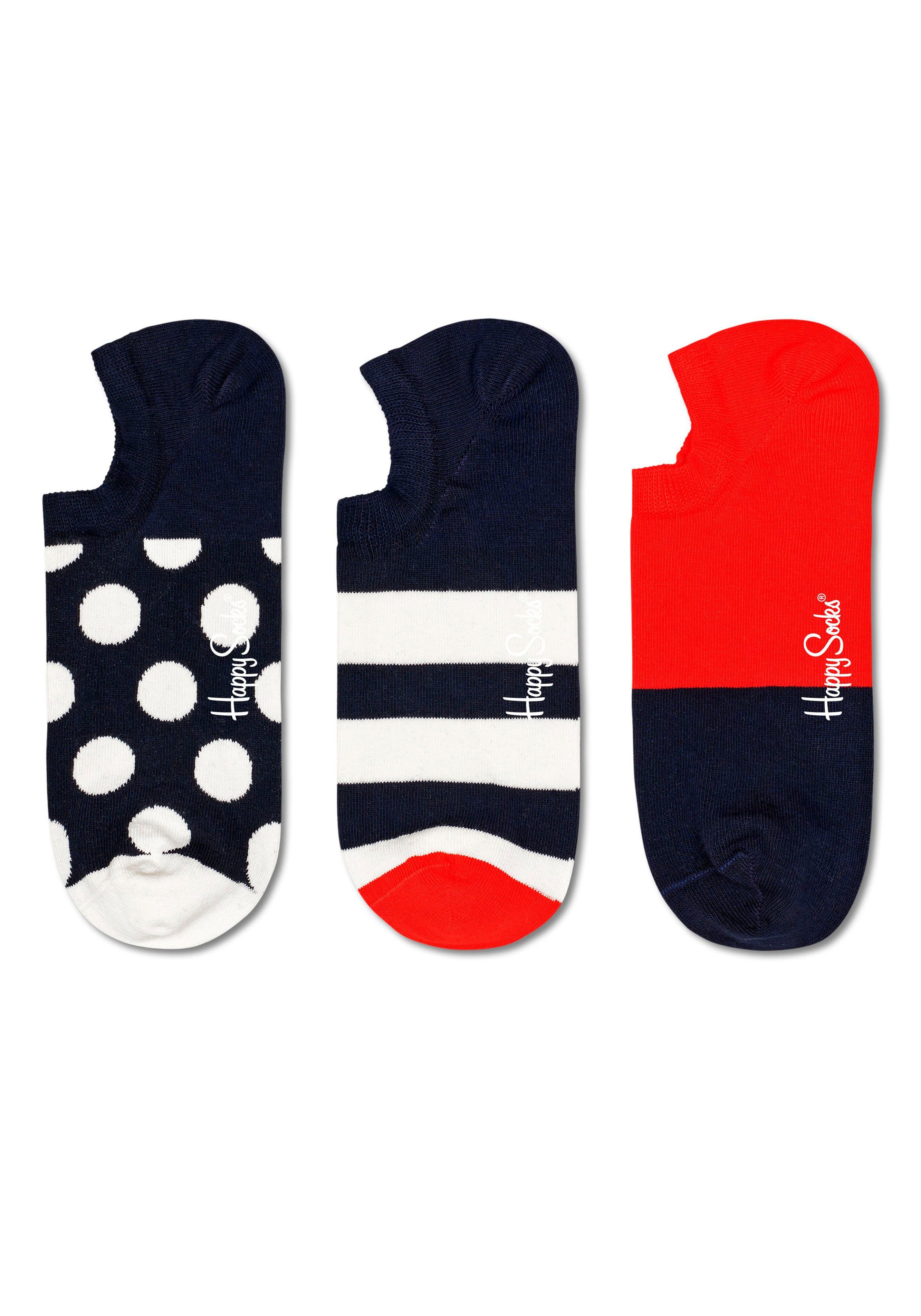 Wäsche/Bademode Socken Happy Socks Sneakersocken (3-Paar) mit Punkten und Streifen