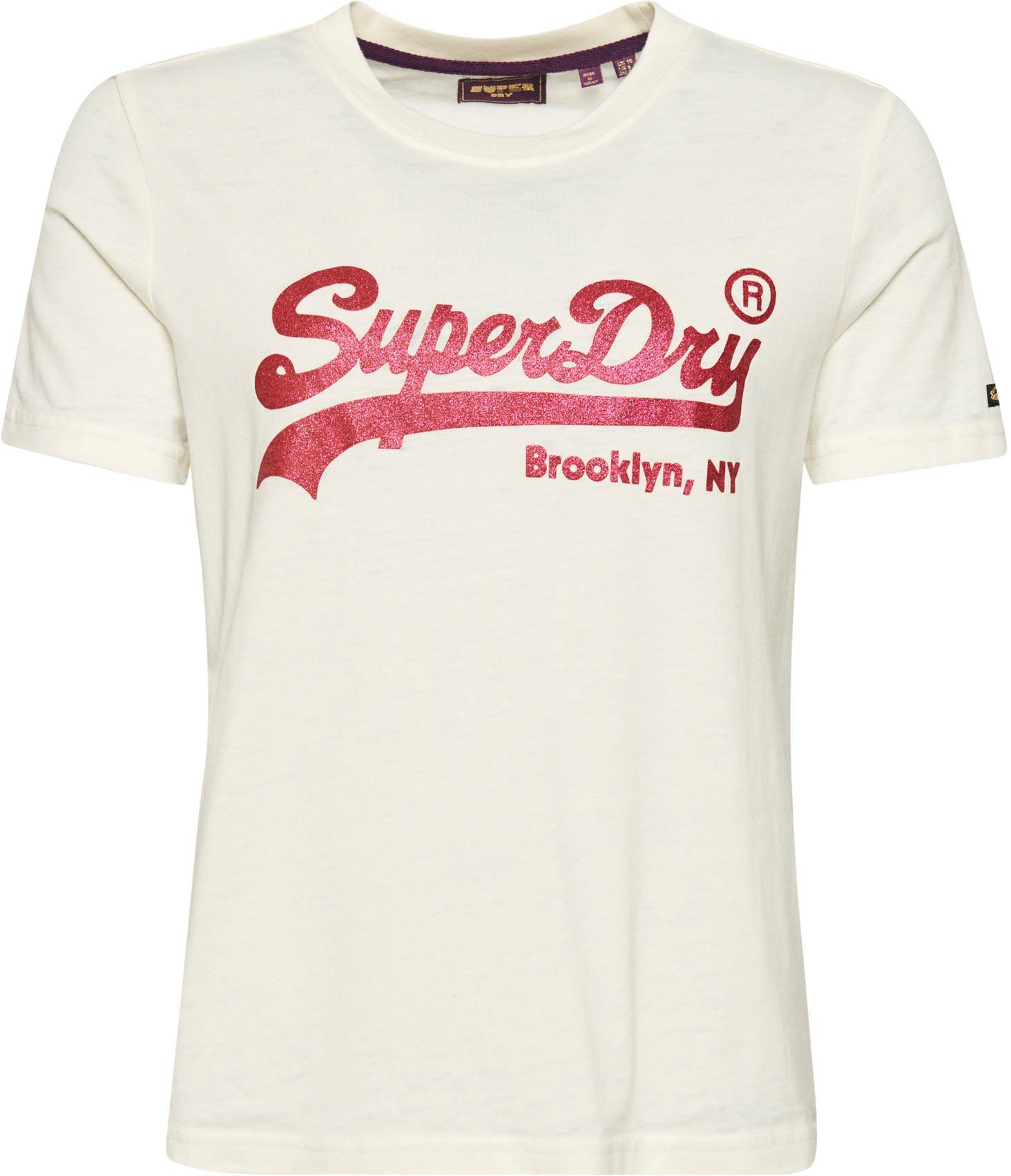 Superdry Rundhalsshirt EMBELLISHED White Desert Off VL Bone T SHIRT