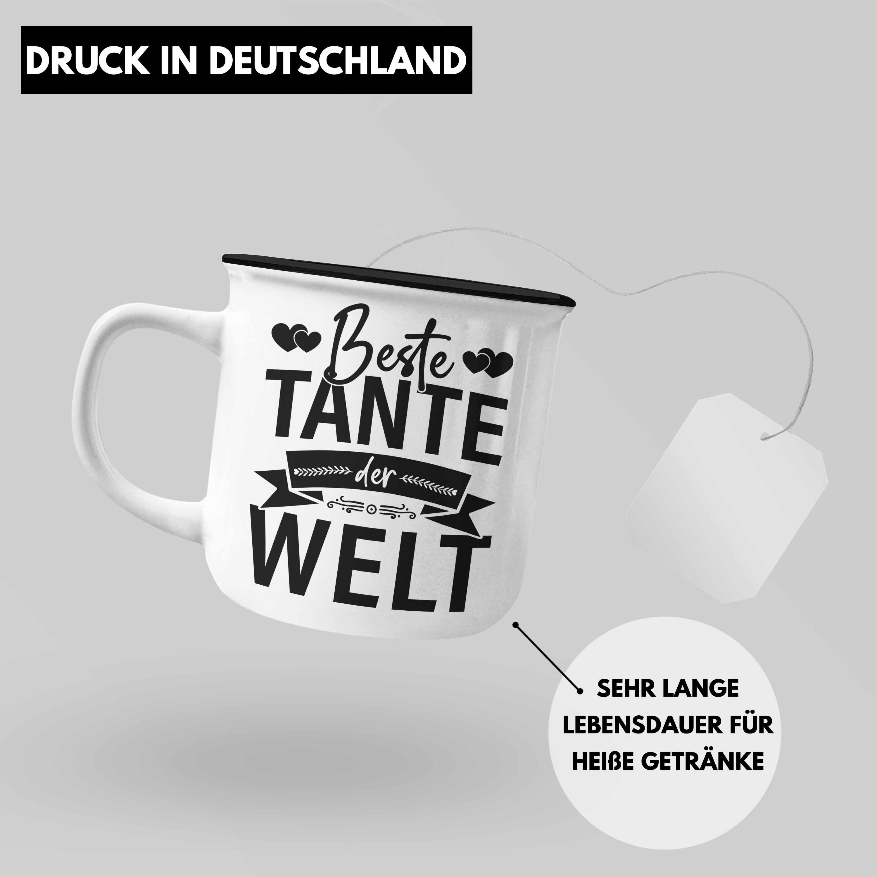 Lieblingstante Tasse Thermotasse Spruch Emaille Tante Trendation Geschenkidee Der Geschenke Lustig - Beste Schwarz Welt Trendation