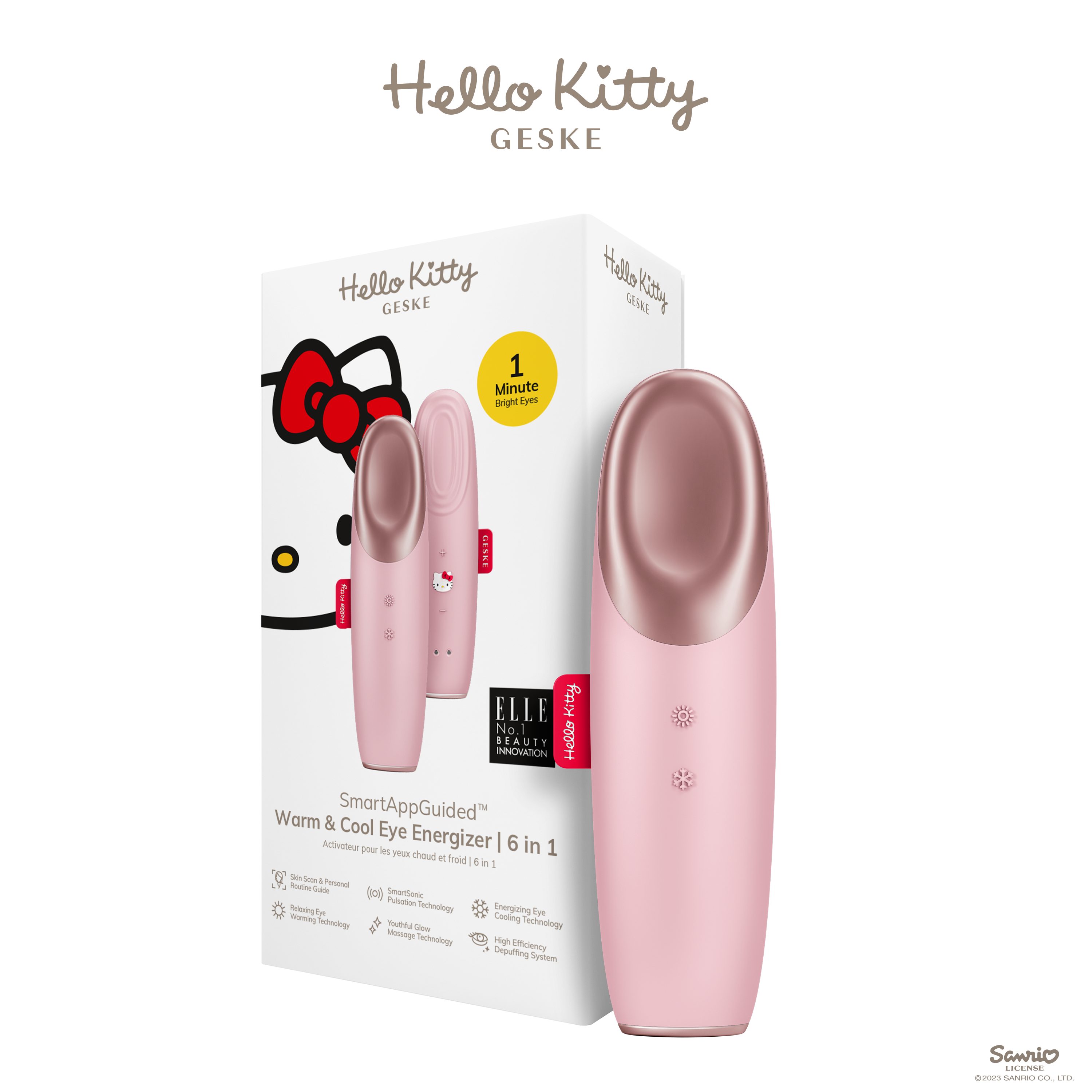 Hello Kitty Augen-Roll-on SmartAppGuided™ Warm & Cool Eye Energizer 6 in 1, 2-tlg., Gerät inkl. kostenloser APP (SmartAppGuided Device), Mit der GESKE App erhältst Du deine personalisierte Hautpflegeroutine. Hello Kitty Pink