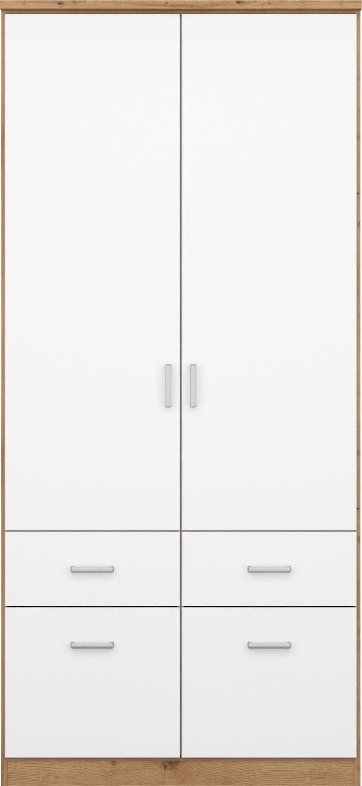 rauch Kleiderschrank Kleiderschrank Schrank Garderobe deckenhoher Schrank BREMEN (optional mit Spiegel, Breiten: 91/136/181 cm, Höhe: 199 cm) in vielen Farbvari – Bild 4 von 5