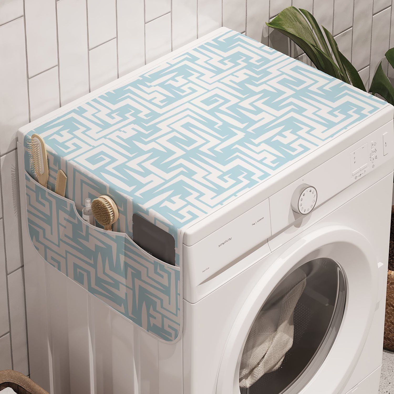 Maze für Baby Anti-Rutsch-Stoffabdeckung Trockner, Art-Motiv Abakuhaus Abstrakt Badorganizer Waschmaschine blau und