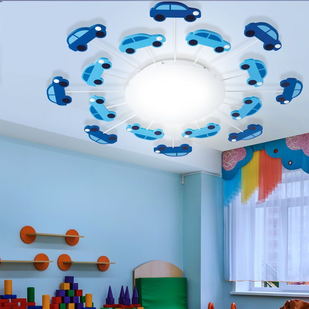 etc-shop Dekolicht, Leuchtmittel inklusive, Warmweiß, blau Glas Lampe Kinder Spiel im Auto Beleuchtung Zimmer Leuchte Decken
