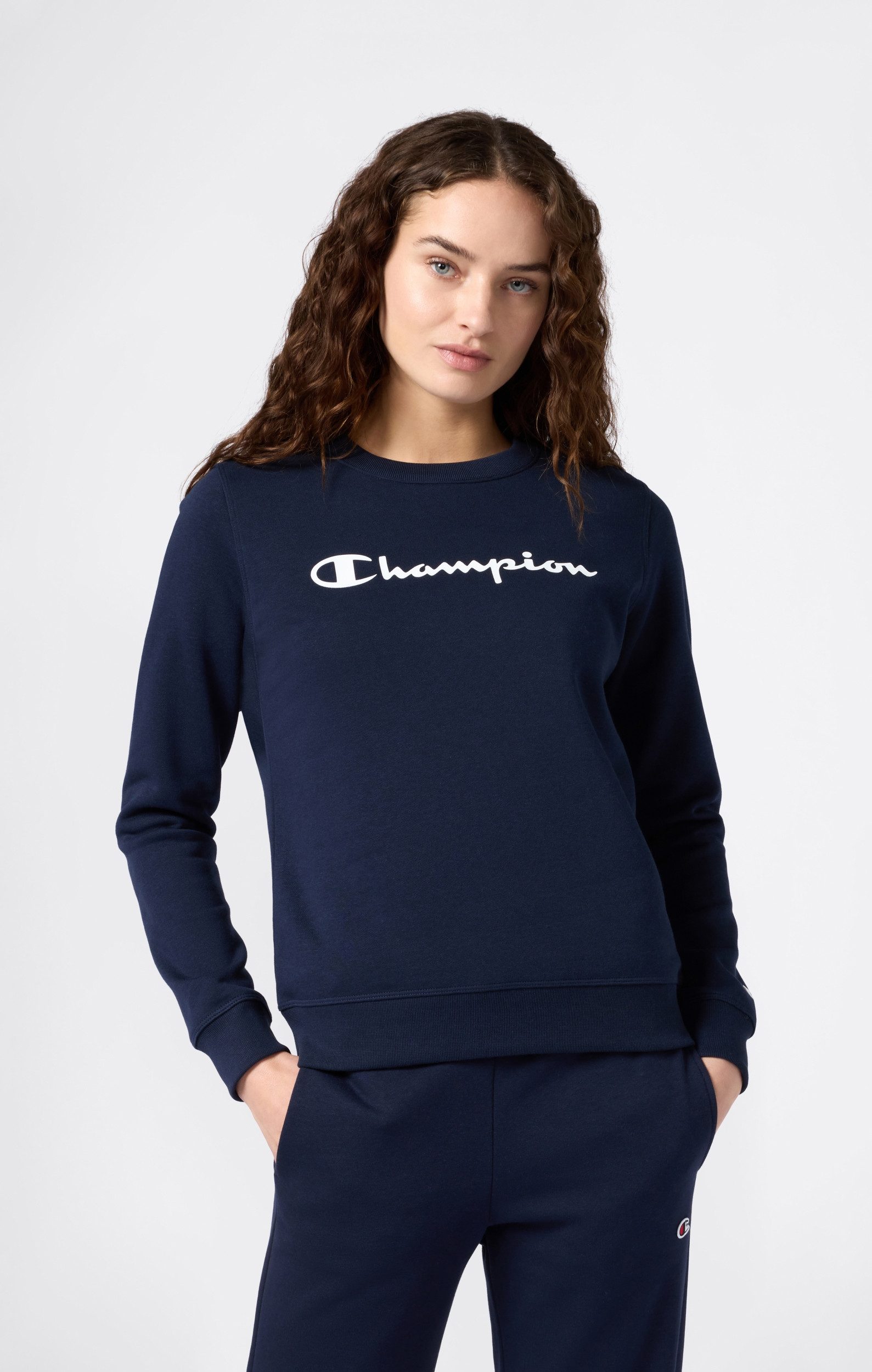 Champion Sweatshirt Rundhals-Sweatshirt für Damen mit Script-Logo Dunkelblau