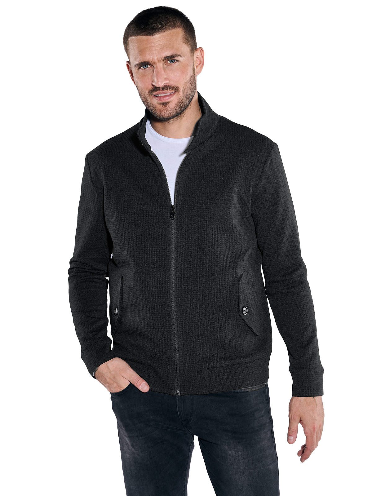 emilio adani Steppjacke emilio adani Herren Blouson-Jacke strukturiert, Schwarz
