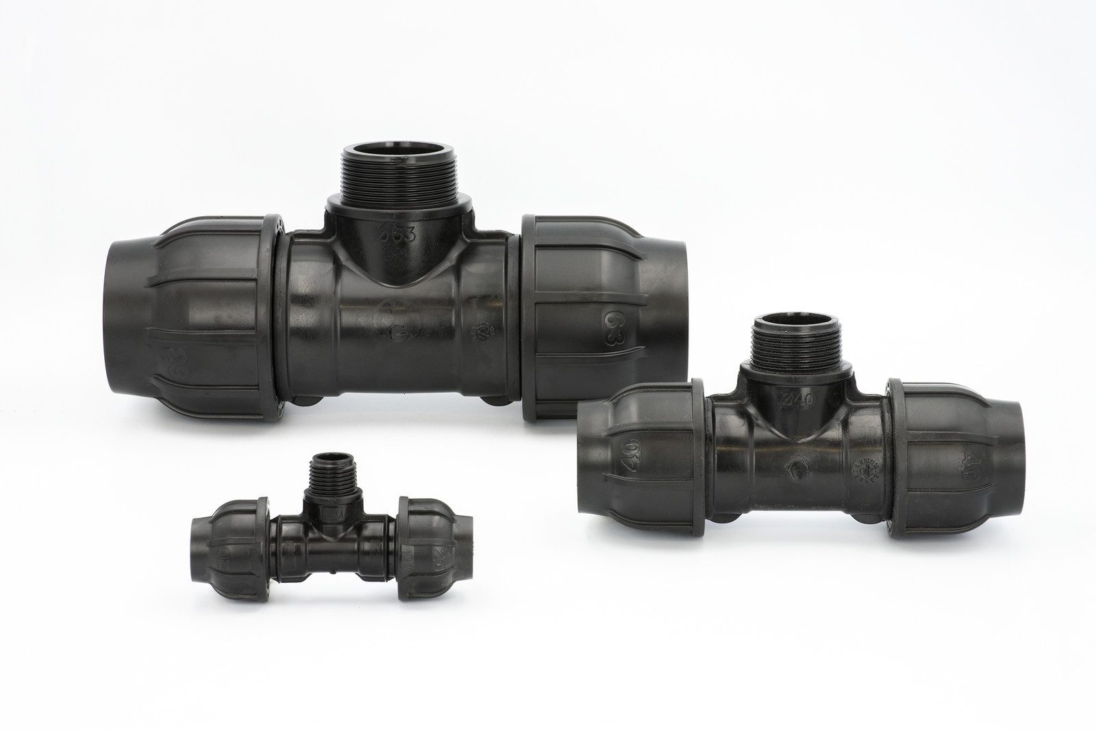 GEBO Steckfitting Kunststoff Verschraubung T-Stück 25mm x 1 Zoll AG T-Stücke