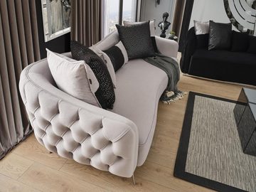 JVmoebel Sofa Sofagarnitur Sofa 3 Sitzer Sessel Dreisitzer Stoff Weiß Polyester, 2 Teile, Made in Europa