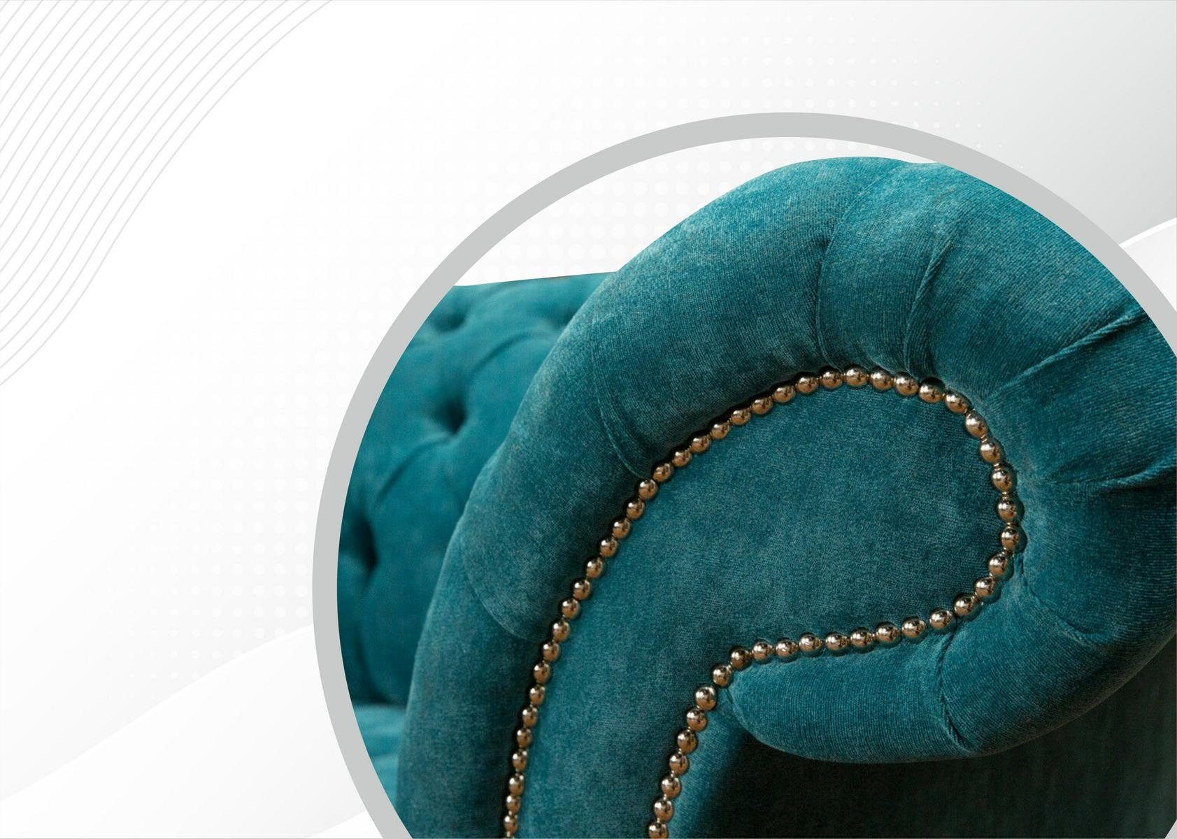 Textil Klassischer JVmoebel in Chesterfield Polster Made 3 Turkis Europe Sitzer, Sofa Couch Sofas