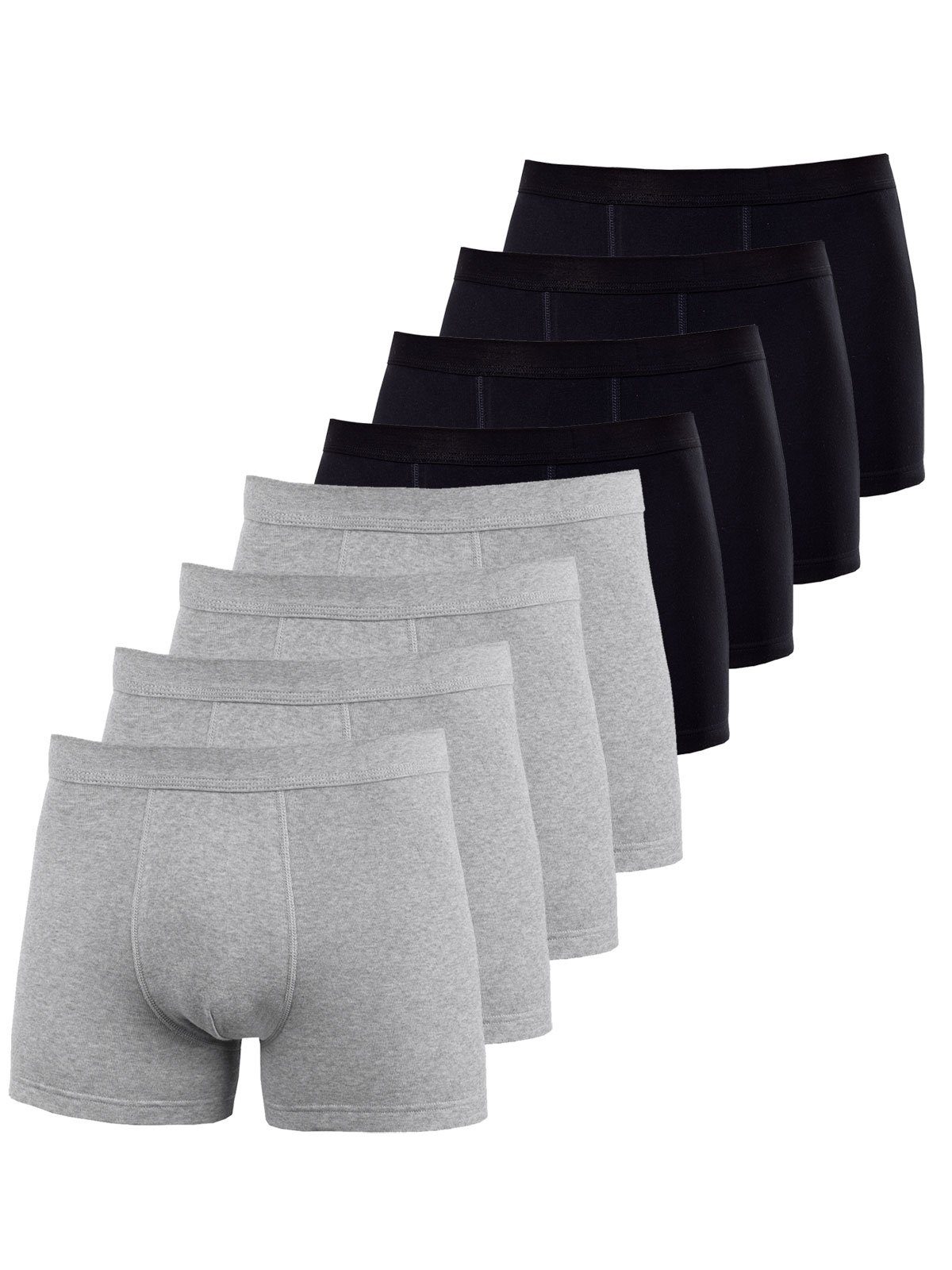 Cotton 8er Sparpack (Spar-Set, Retro KUMPF Herren Pants Pants Bio - schwarz steingrau-melange 8-St)