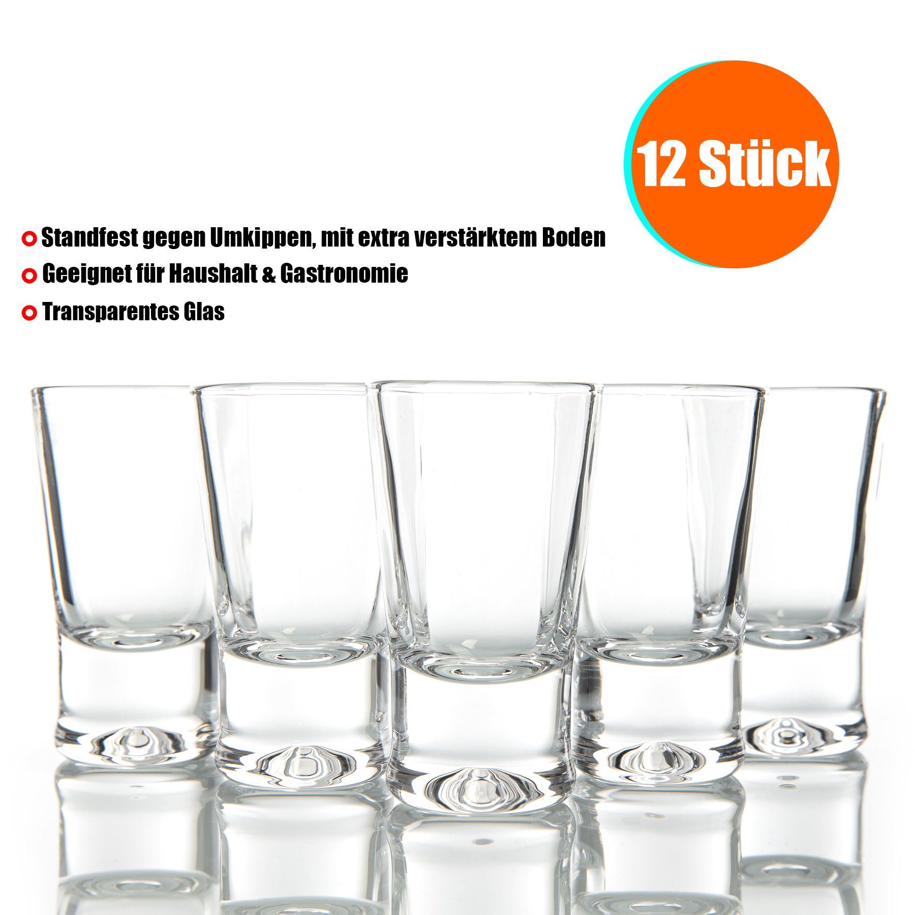 BigDean Schnapsglas 12 x Schnapsgläser 2cl Shotgläser Spülmaschinenfest Stamperl, 12-tlg., Glas, Schnapsglas, Shotglas, Spülmaschinenfest, Robust, Lebensmittele – Bild 3 von 5
