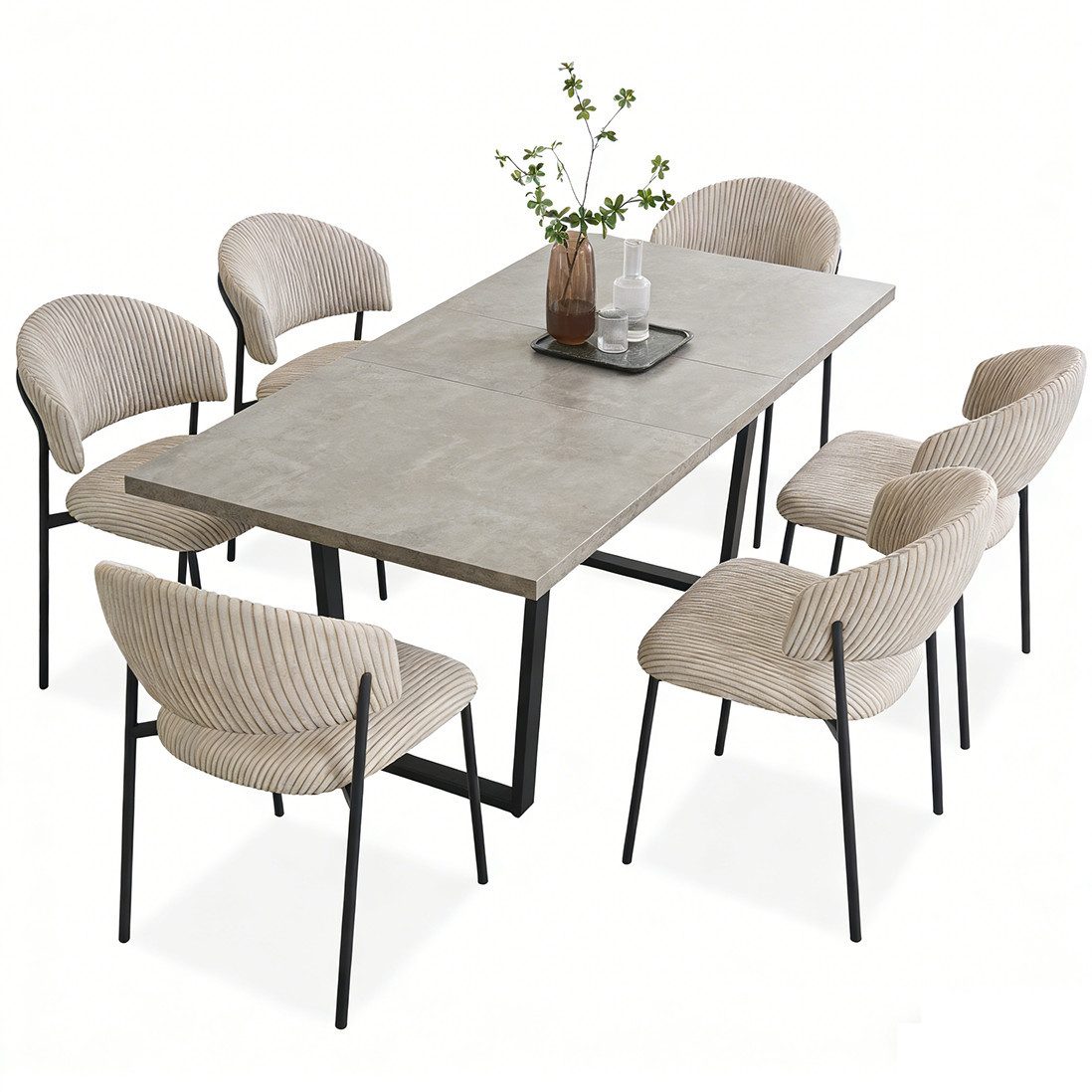 Jiexi Esszimmerstuhl Modernes Esszimmerstuhl-Set in Cord-Optik, bequem & stabil