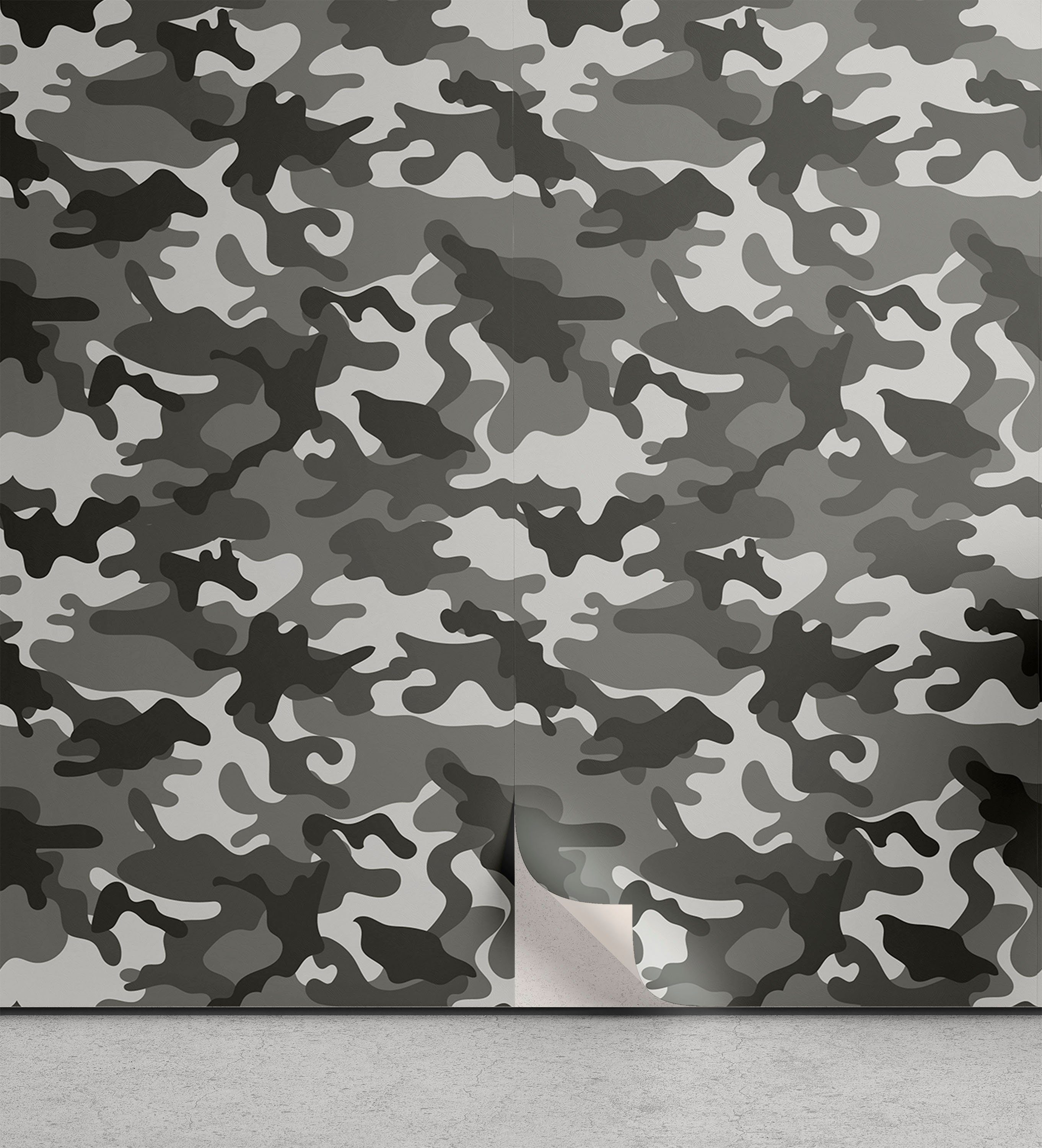 Abakuhaus Vinyltapete selbstklebendes Wohnzimmer Küchenakzent, Tarnen Grau Farbtöne