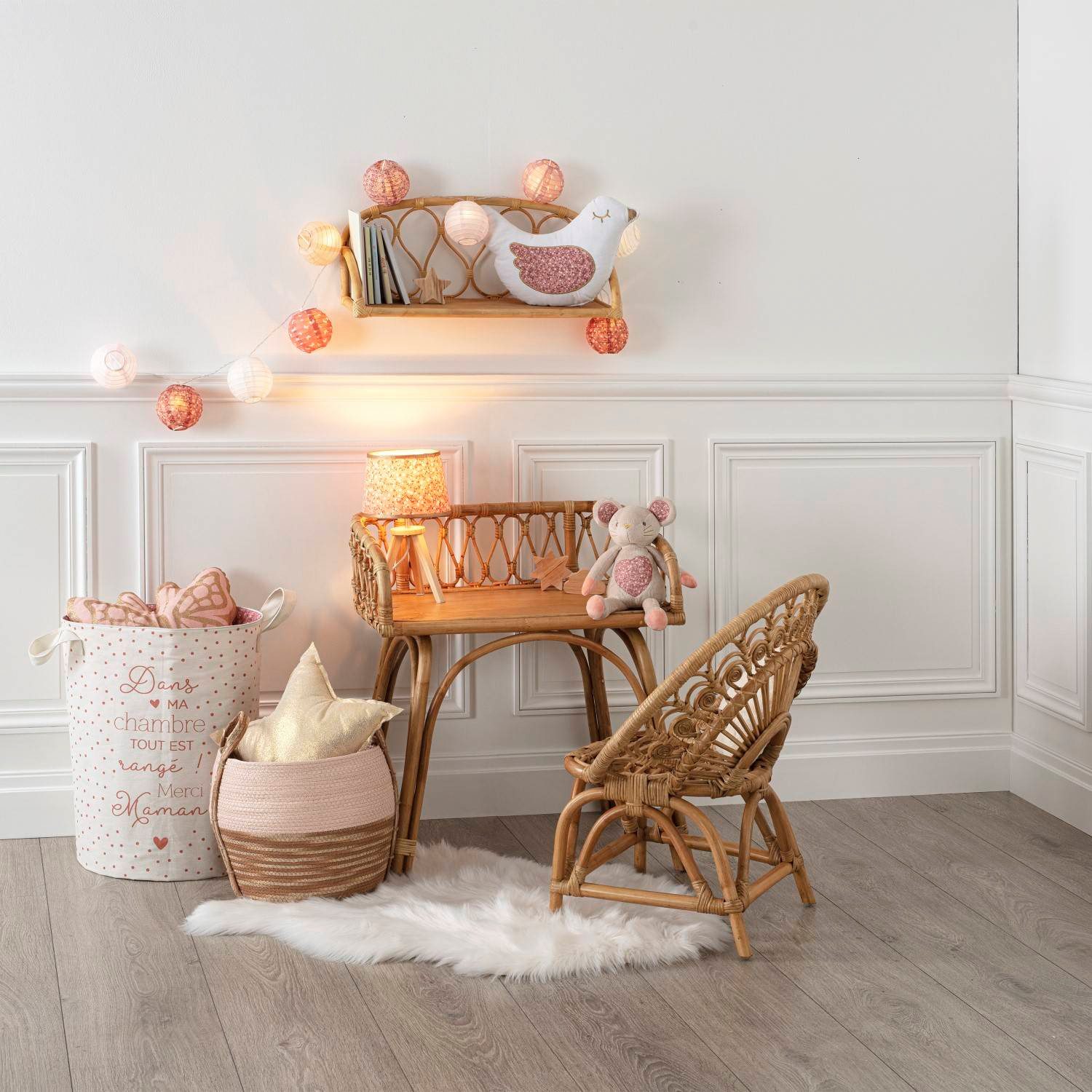 Atmosphera Créateur d'intérieur Wandregal Wandregal für Kinderzimmer, Hängeregal, 57 cm, Rattan