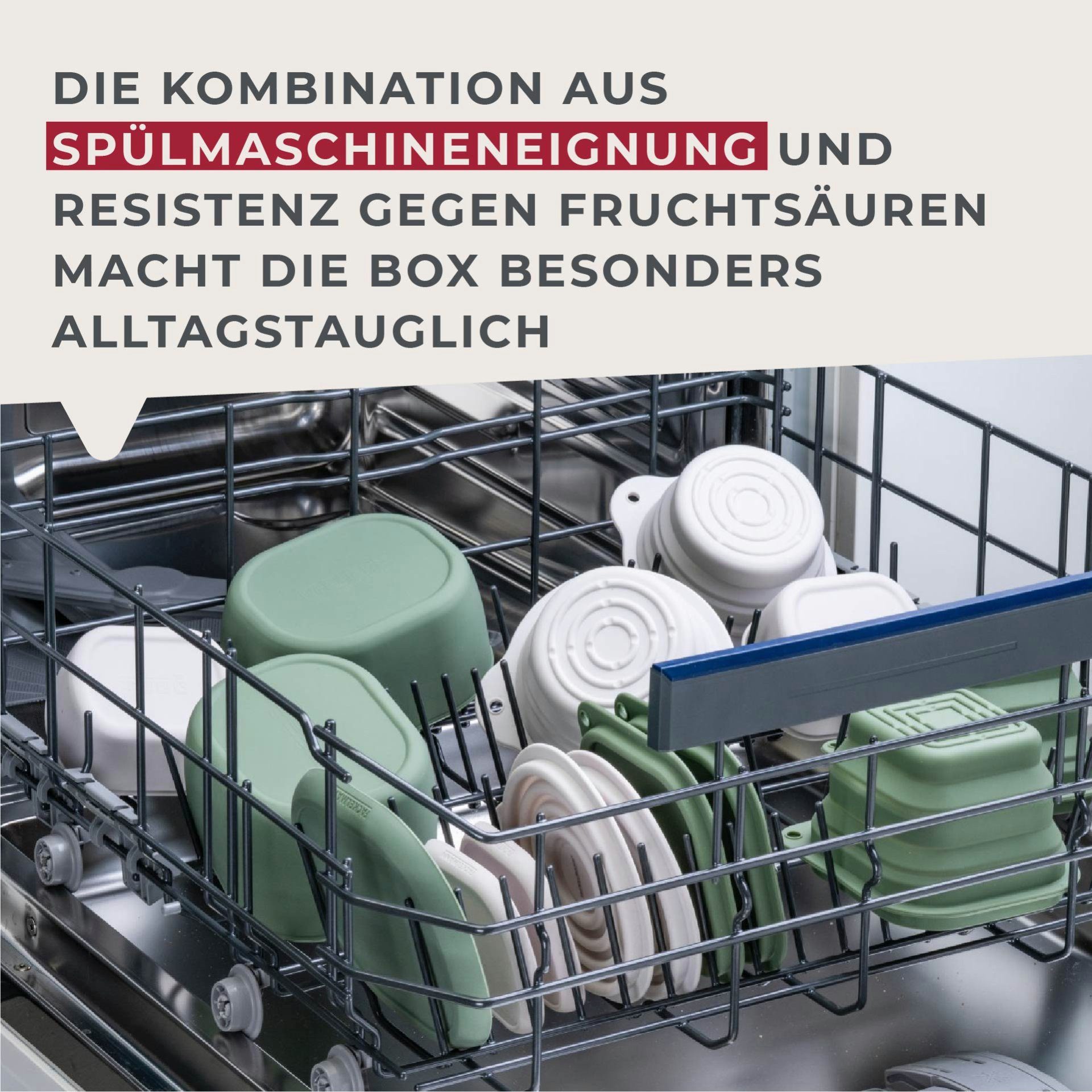 FACKELMANN Aufbewahrungsdose Snacking-Box, Faltbare Lunchbox, Runde Brotzeitdose, Silikonbehälter